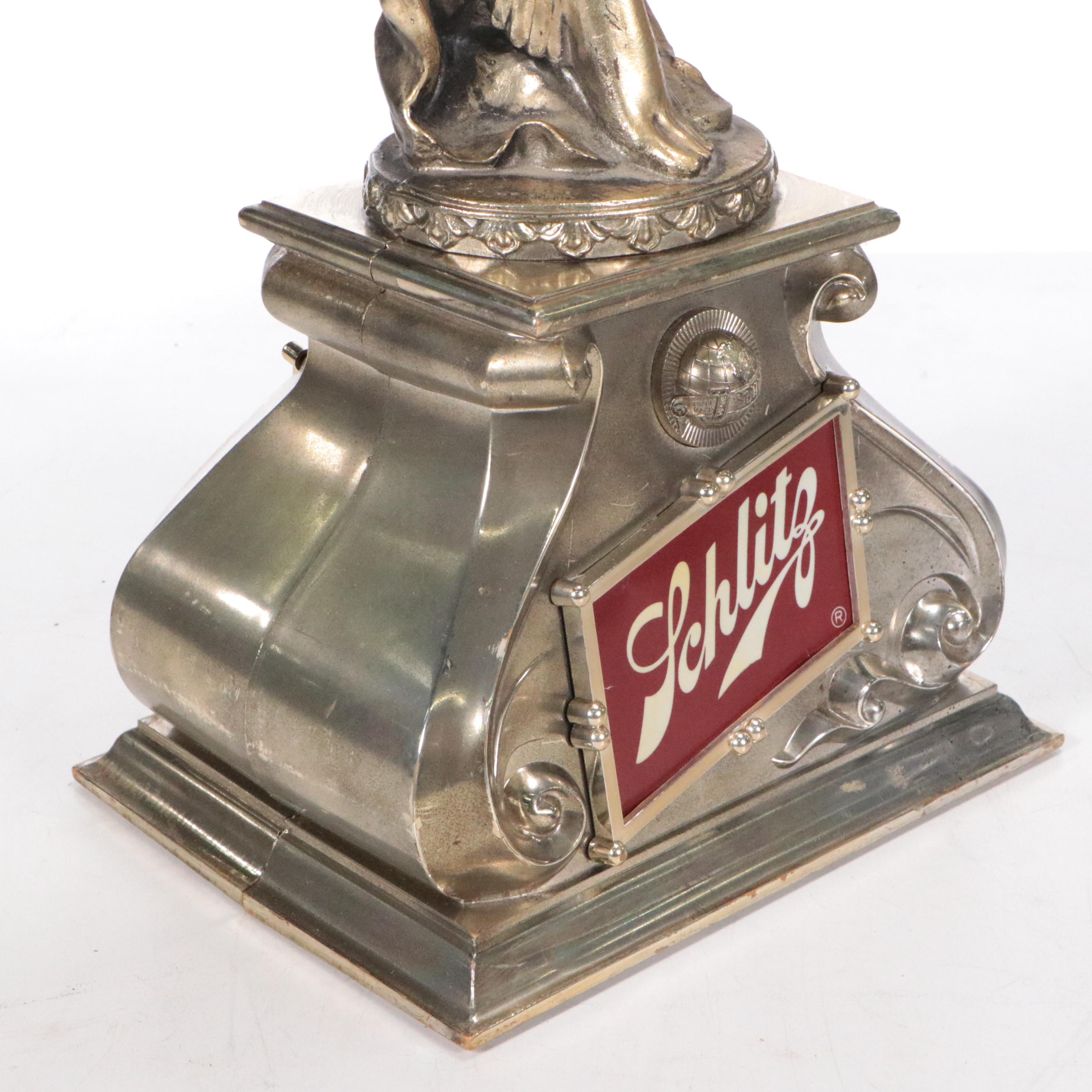 Schlitz Beer Woman Holding Globe Advertising Statue Lamp, 1976