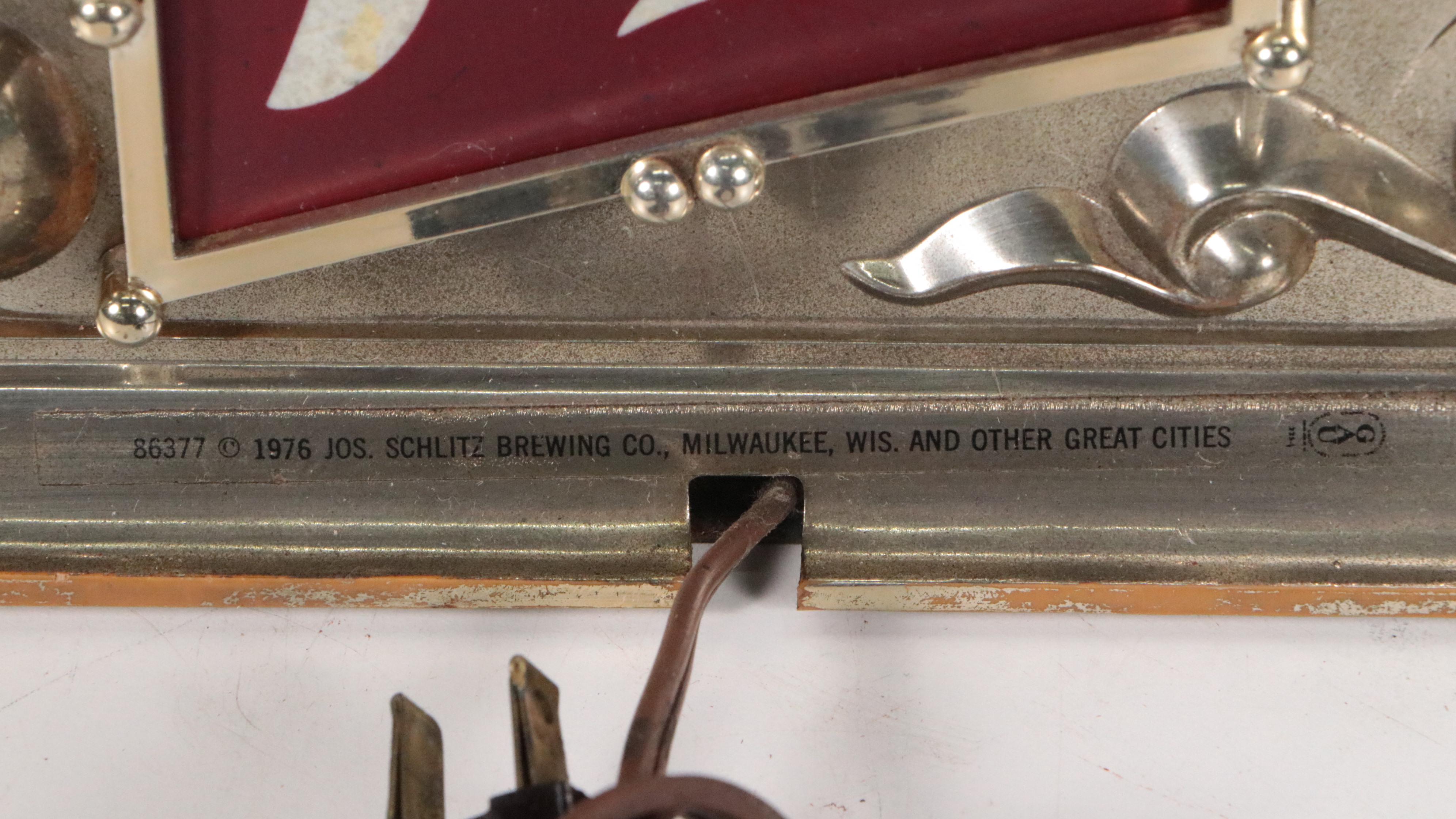 Schlitz Beer Woman Holding Globe Advertising Statue Lamp, 1976