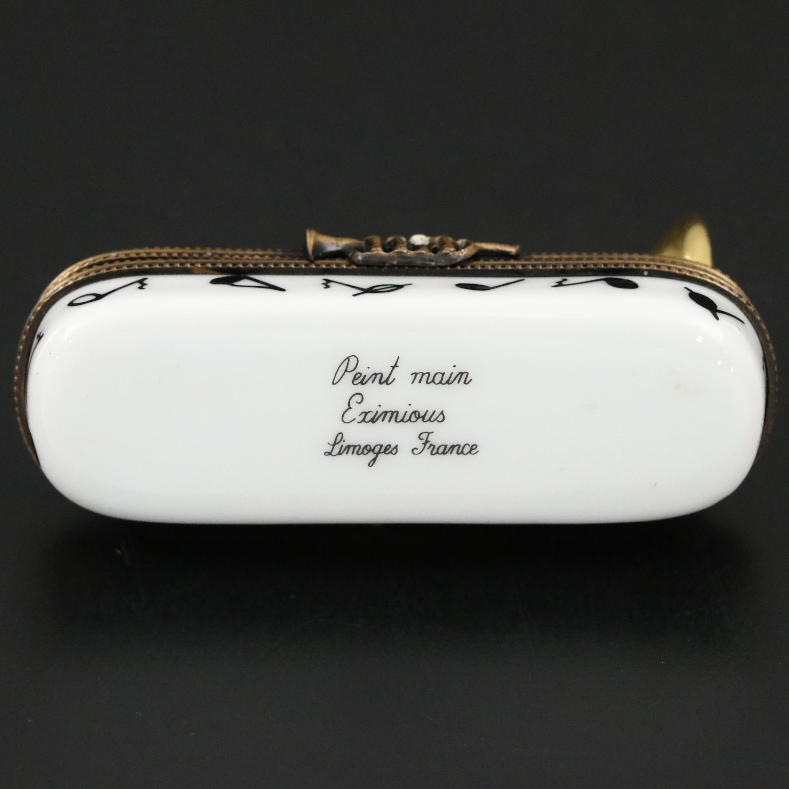 Limoges Eximious Trumpet Porcelain Hinged Box, c. 1990
