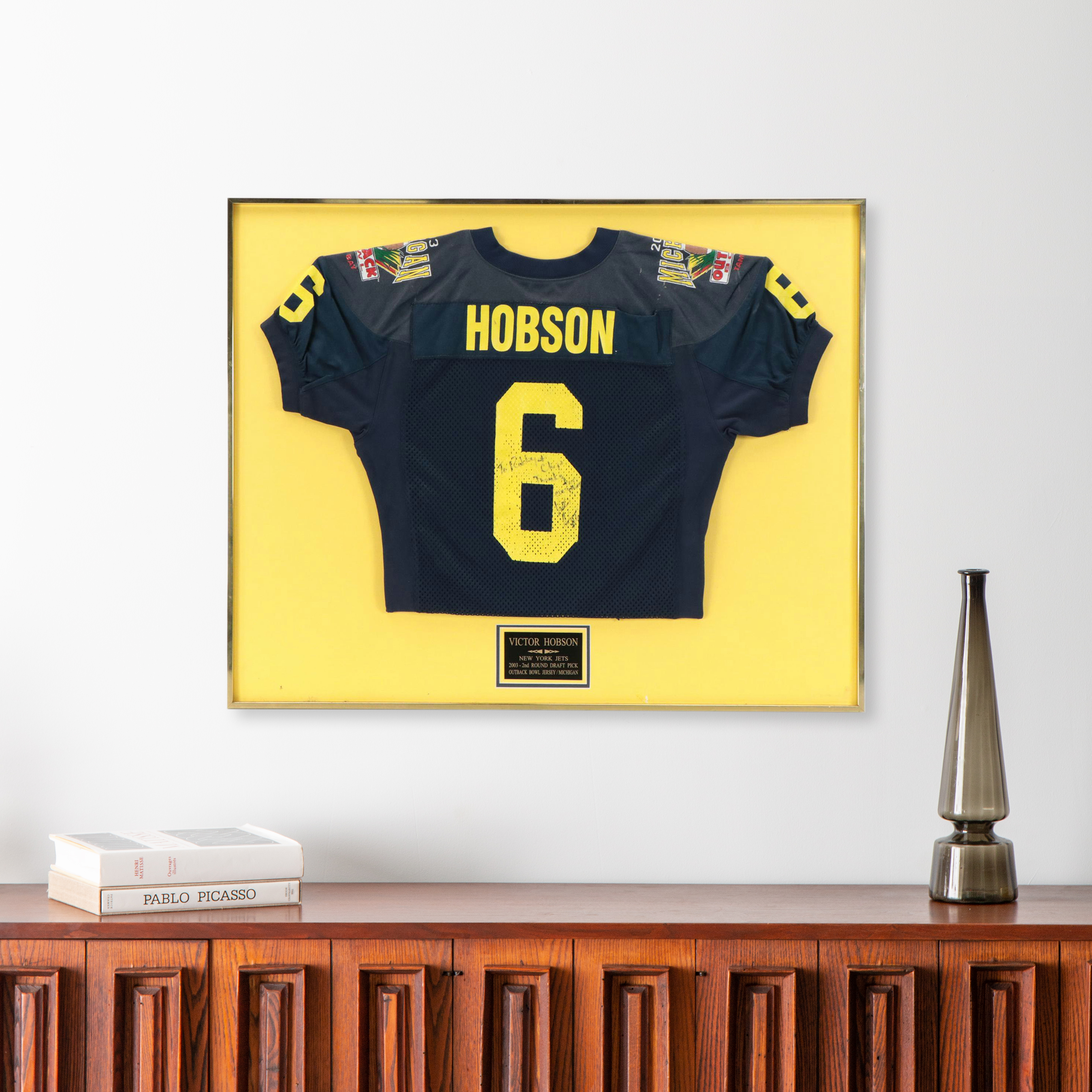 Victor Hobson Game Worn and Signed Outback Bowl University of Michigan Jersey