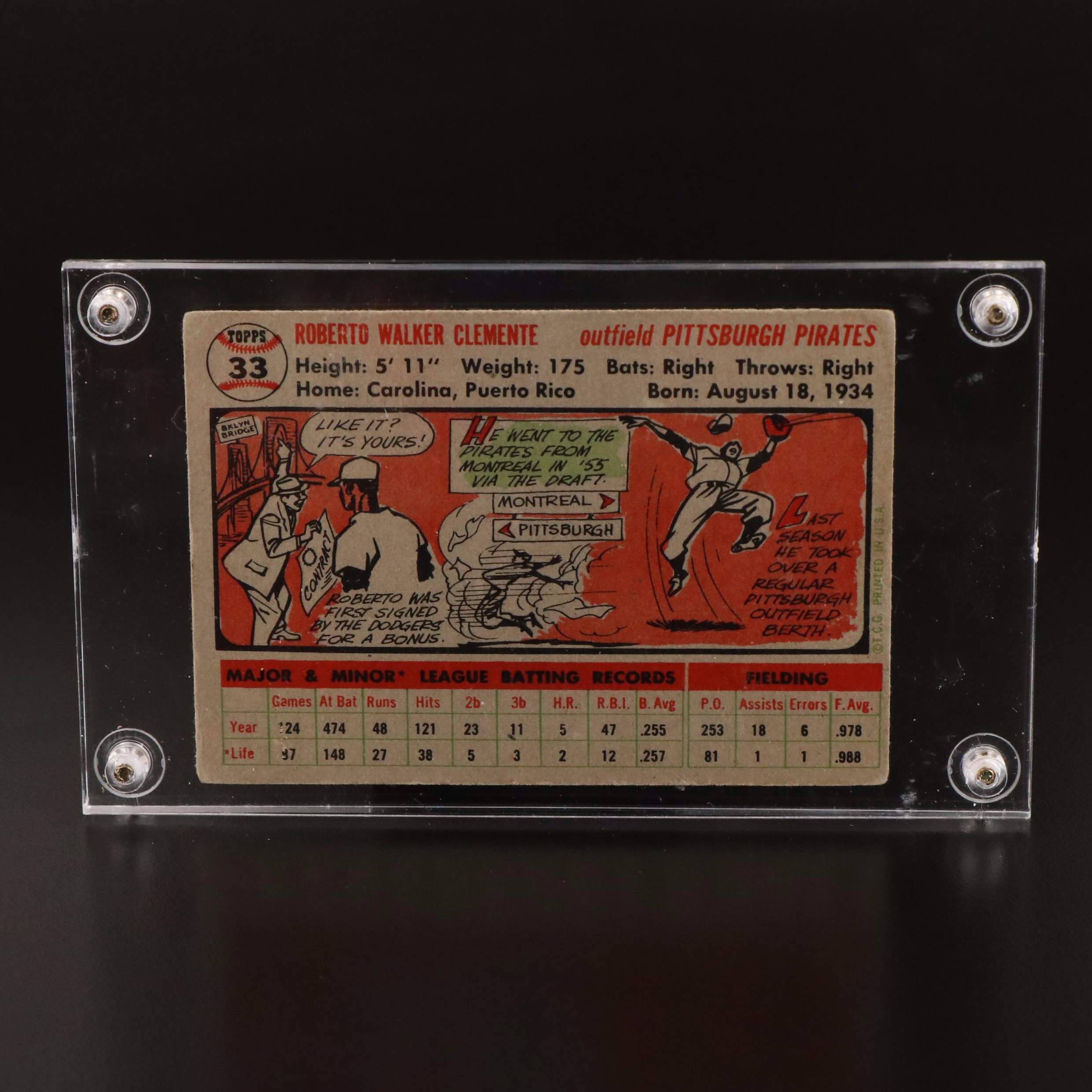 1956 Topps Roberto Clemente Pittsburgh Pirates Baseball Card