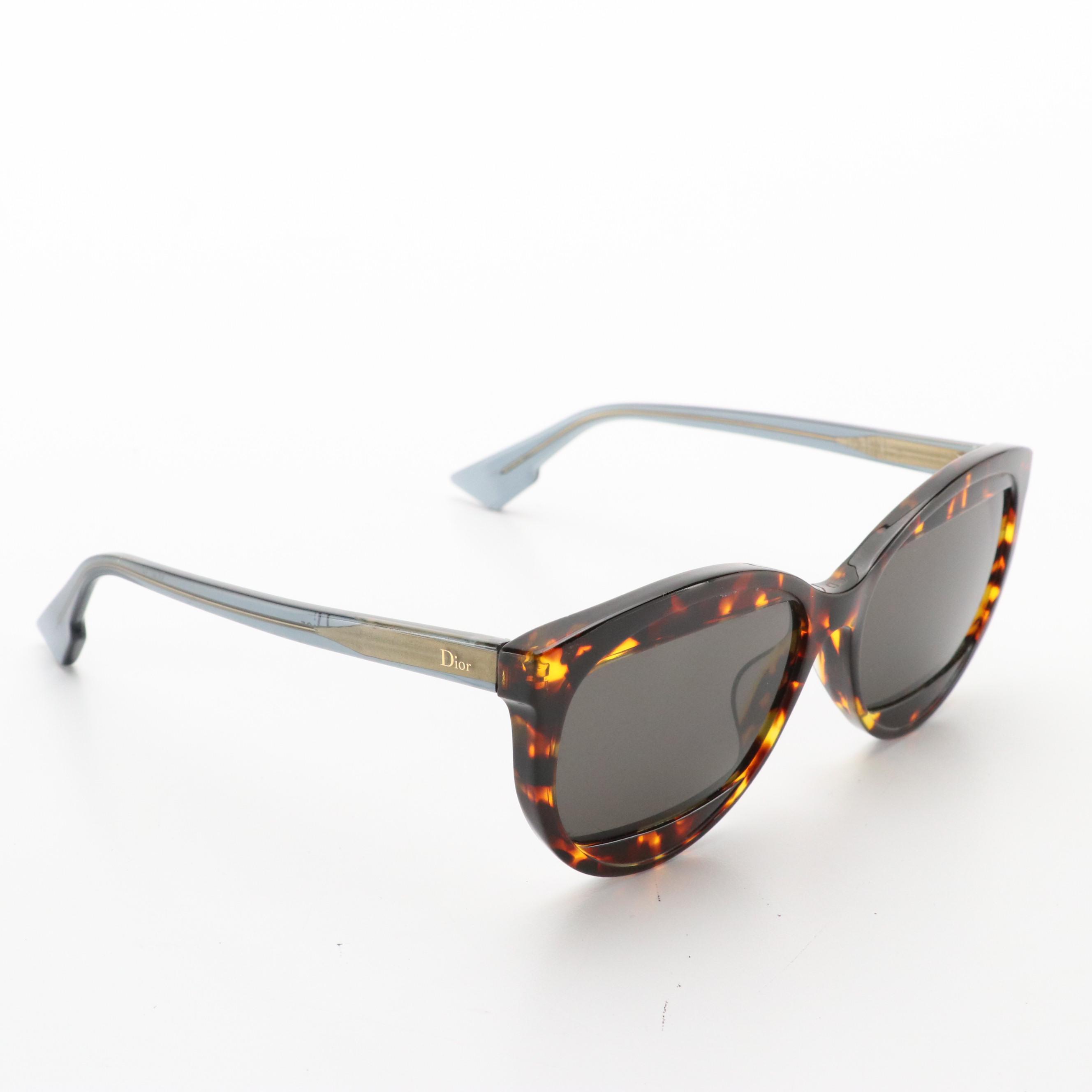 Christian Dior TV9IR "Mania 2" Brown Havana Sunglasses With Case