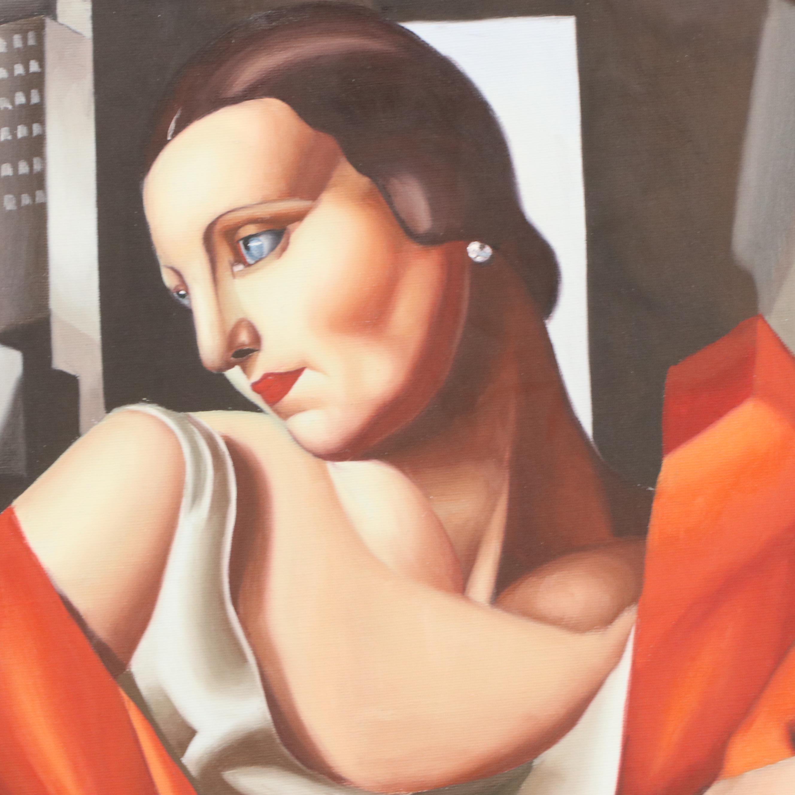 Oil Painting After Tamara de Lempicka "Portrait de Madame Boucard"