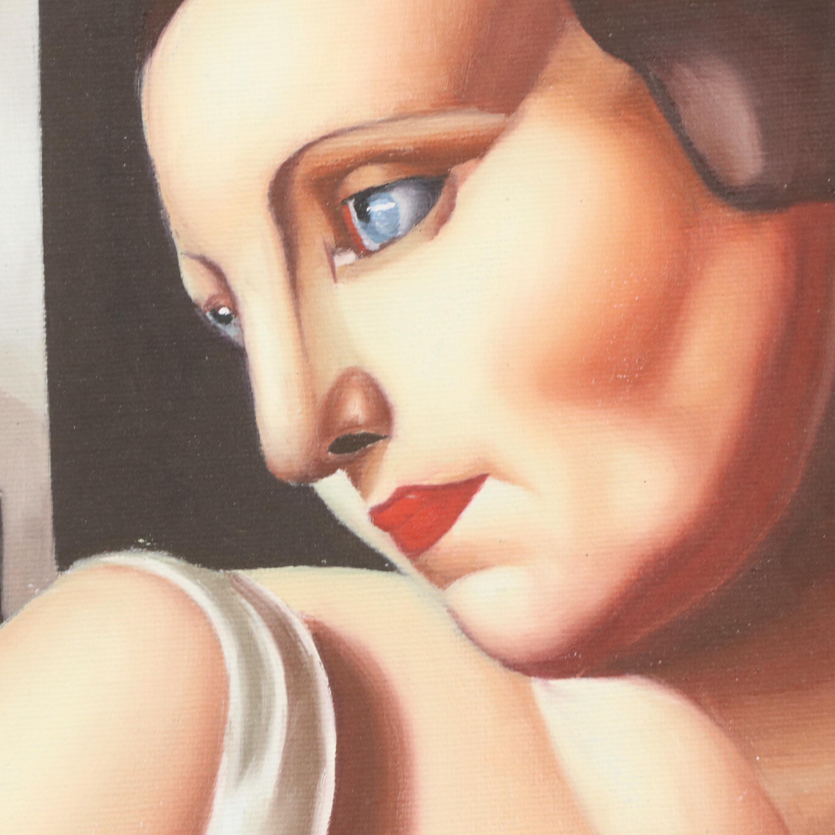Oil Painting After Tamara de Lempicka "Portrait de Madame Boucard"