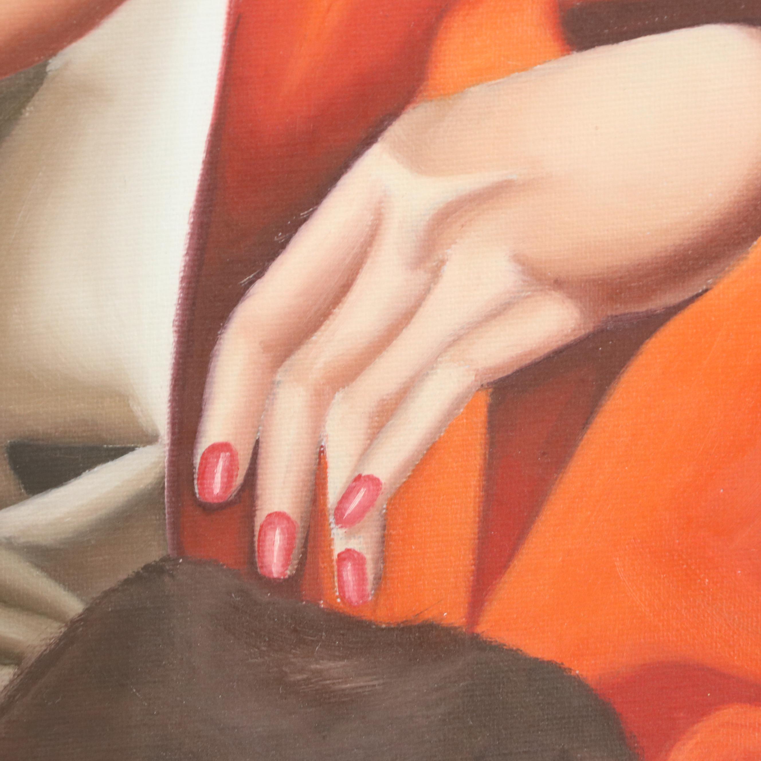 Oil Painting After Tamara de Lempicka "Portrait de Madame Boucard"