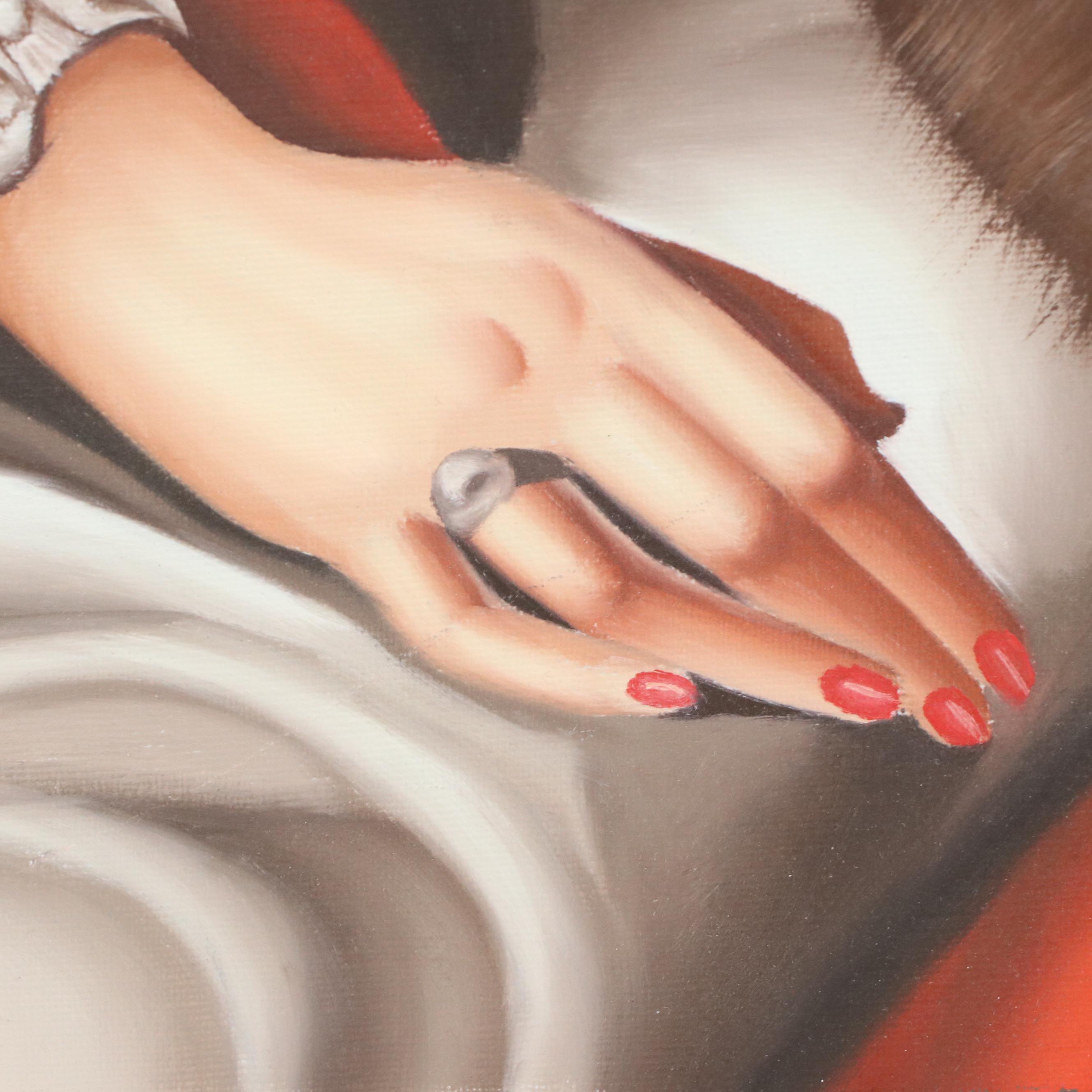 Oil Painting After Tamara de Lempicka "Portrait de Madame Boucard"