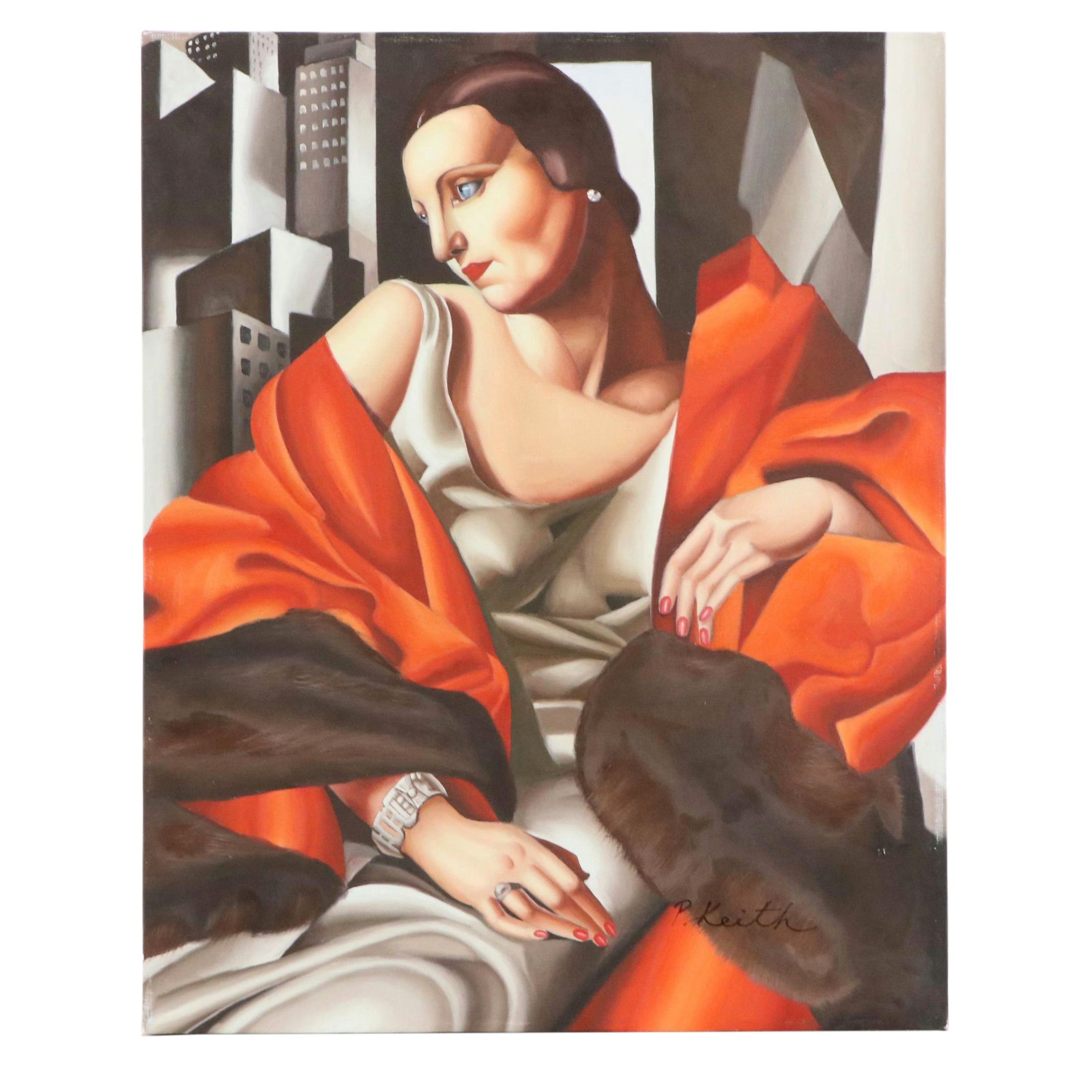 Oil Painting After Tamara de Lempicka "Portrait de Madame Boucard"
