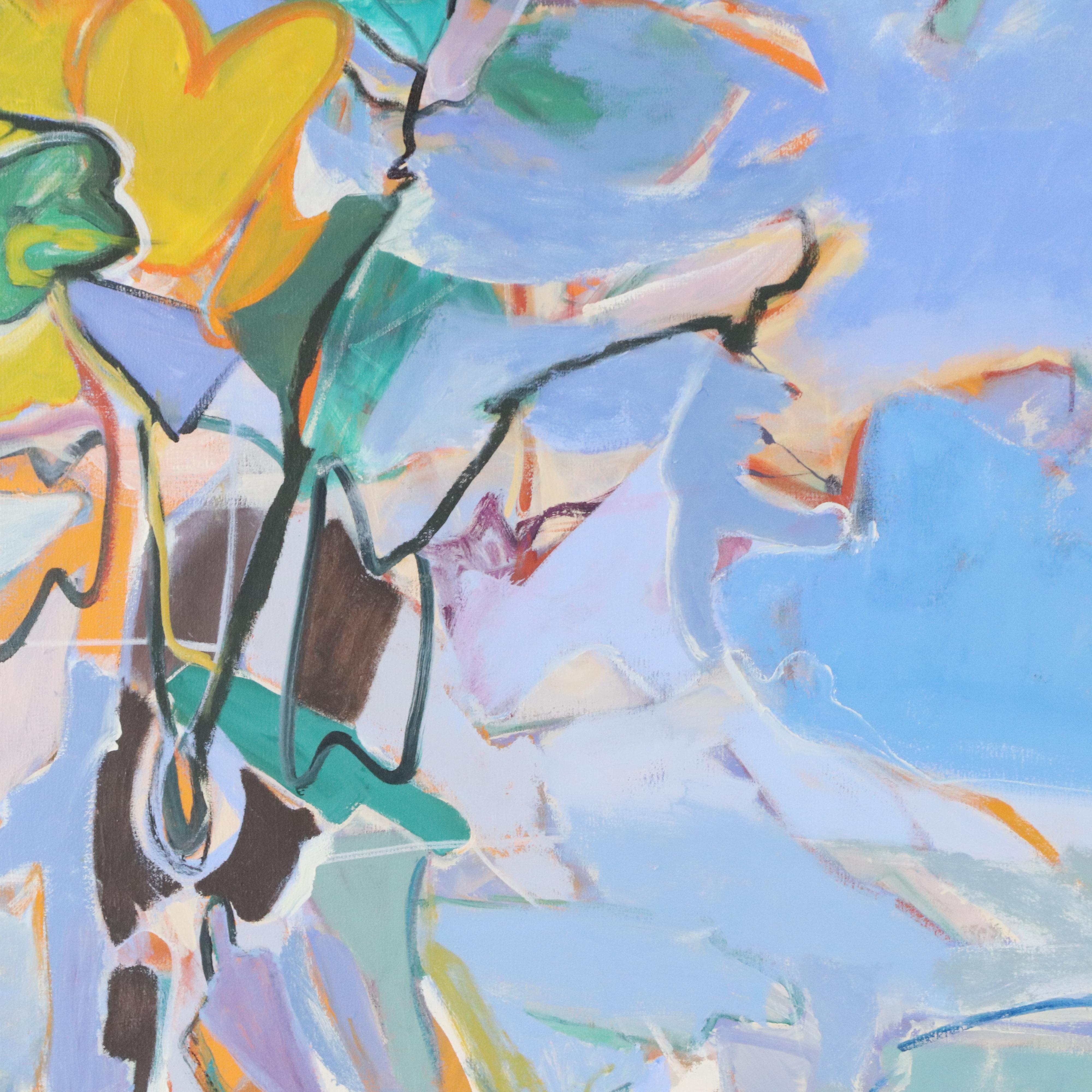 Zena Kaplan Large-Scale Abstract Landscape Acrylic Painting "The Island"