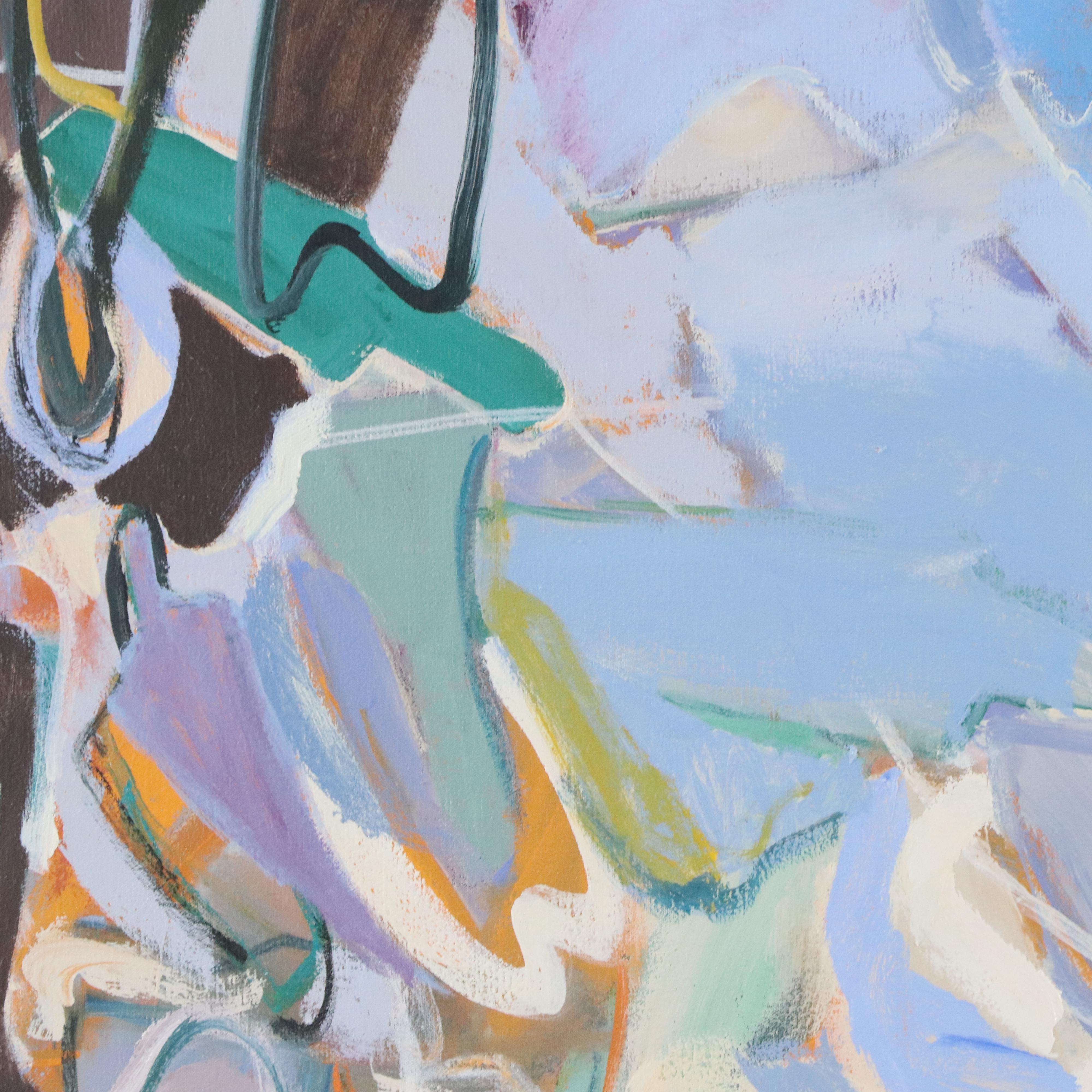 Zena Kaplan Large-Scale Abstract Landscape Acrylic Painting "The Island"