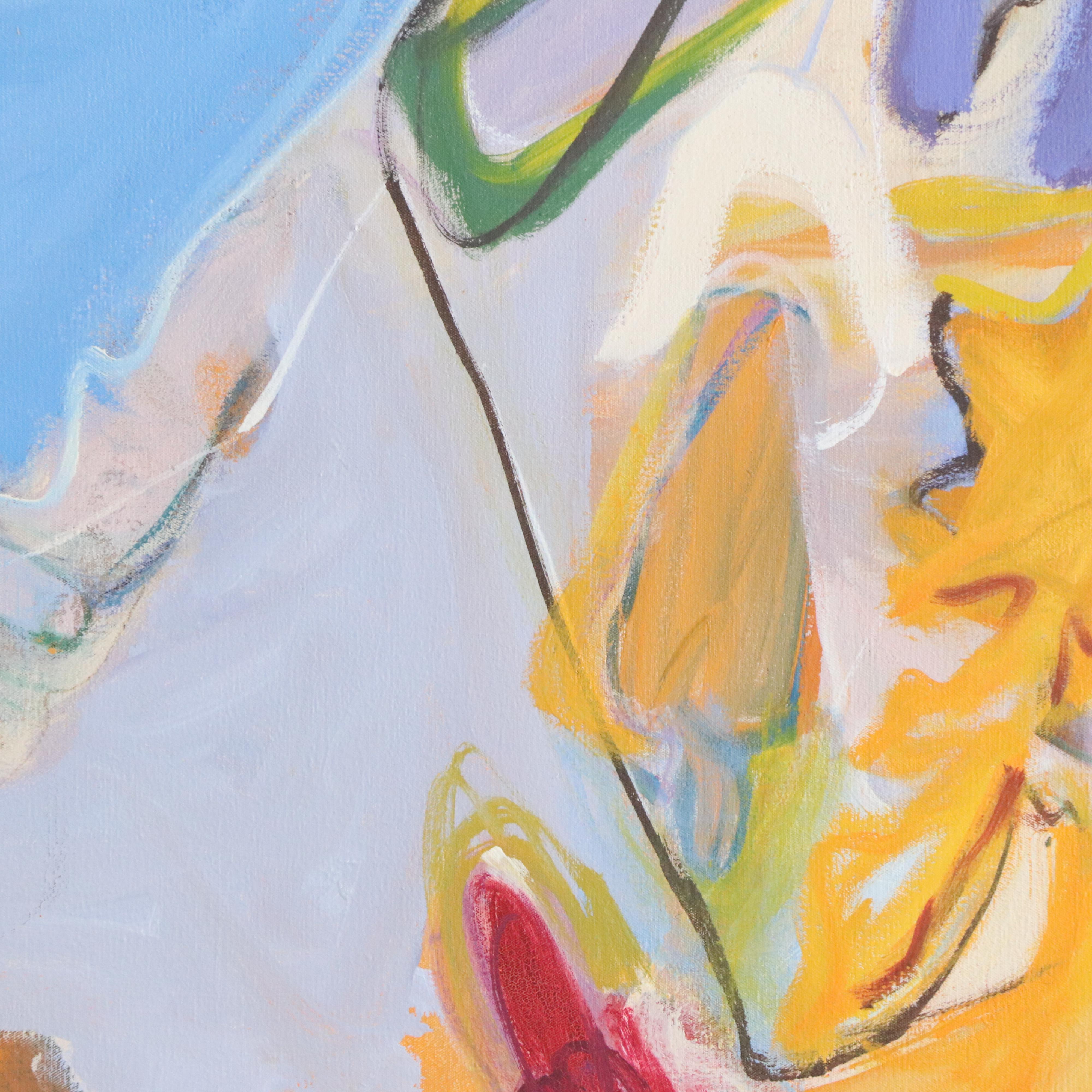 Zena Kaplan Large-Scale Abstract Landscape Acrylic Painting "The Island"