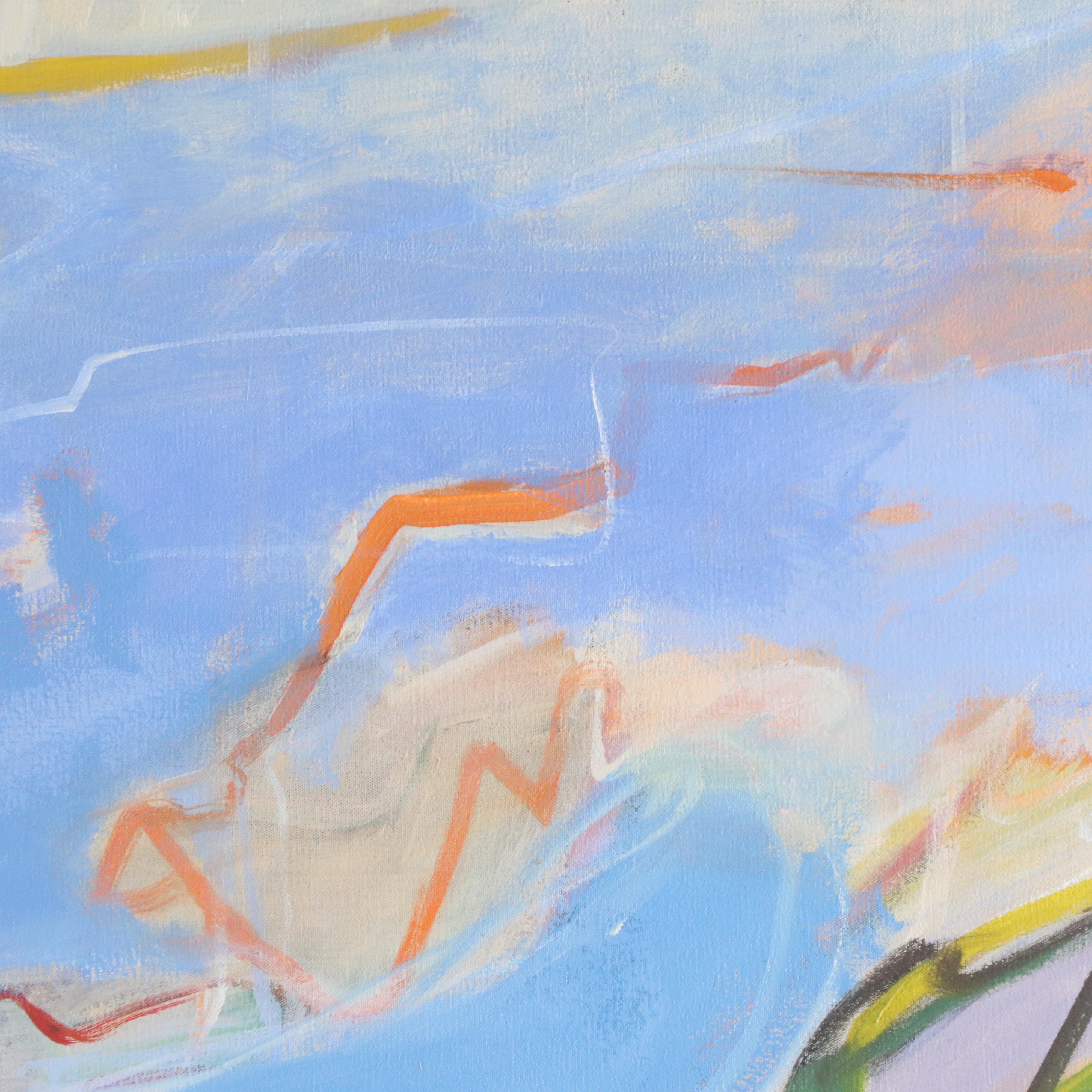 Zena Kaplan Large-Scale Abstract Landscape Acrylic Painting "The Island"