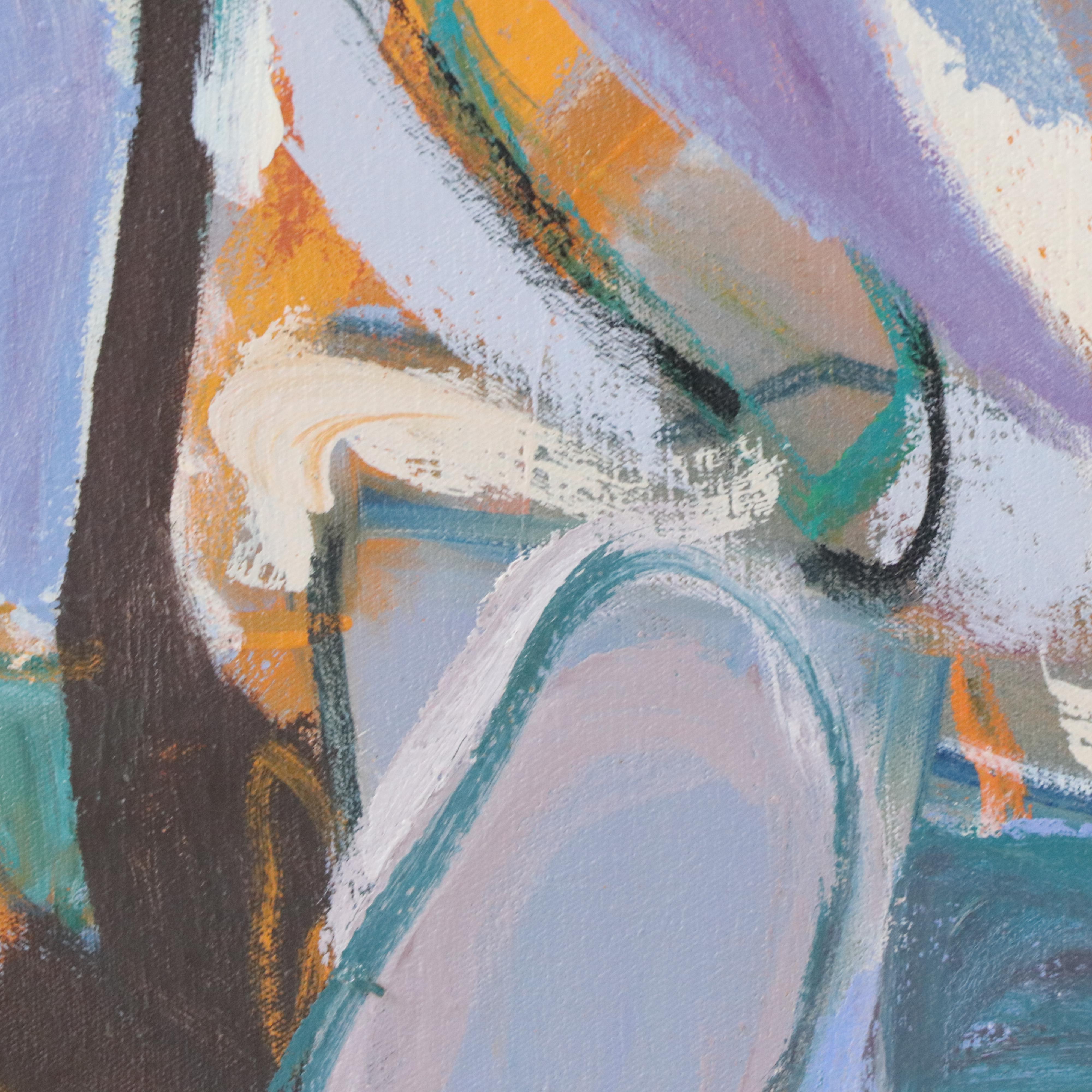 Zena Kaplan Large-Scale Abstract Landscape Acrylic Painting "The Island"