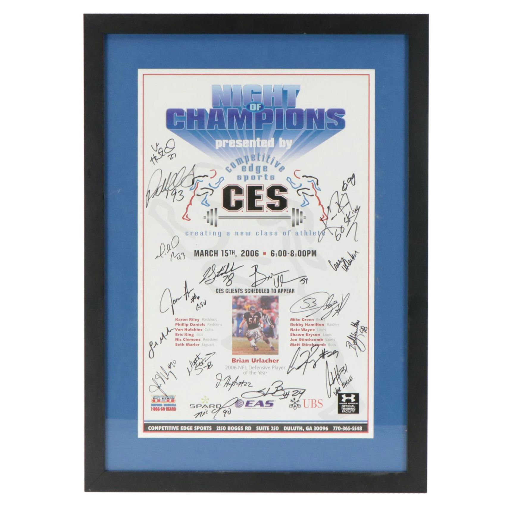 CES "Night of Champions" Poster Signed by Brian Urlacher and More
