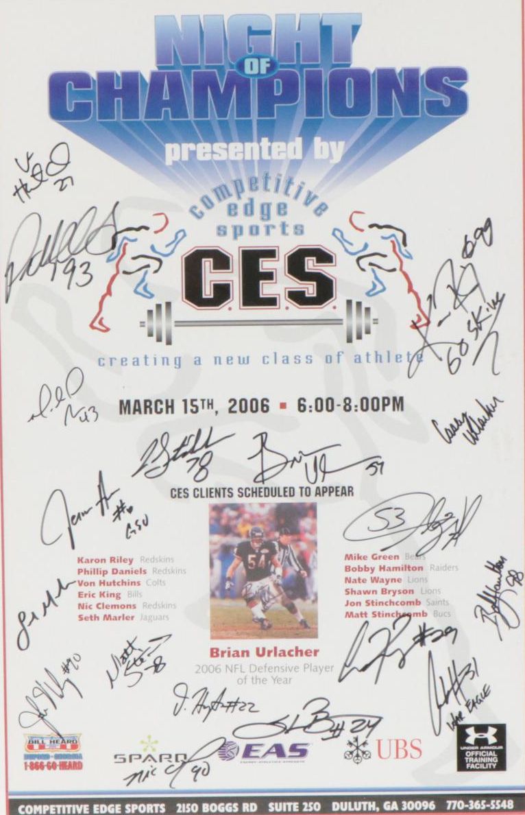 CES "Night of Champions" Poster Signed by Brian Urlacher and More