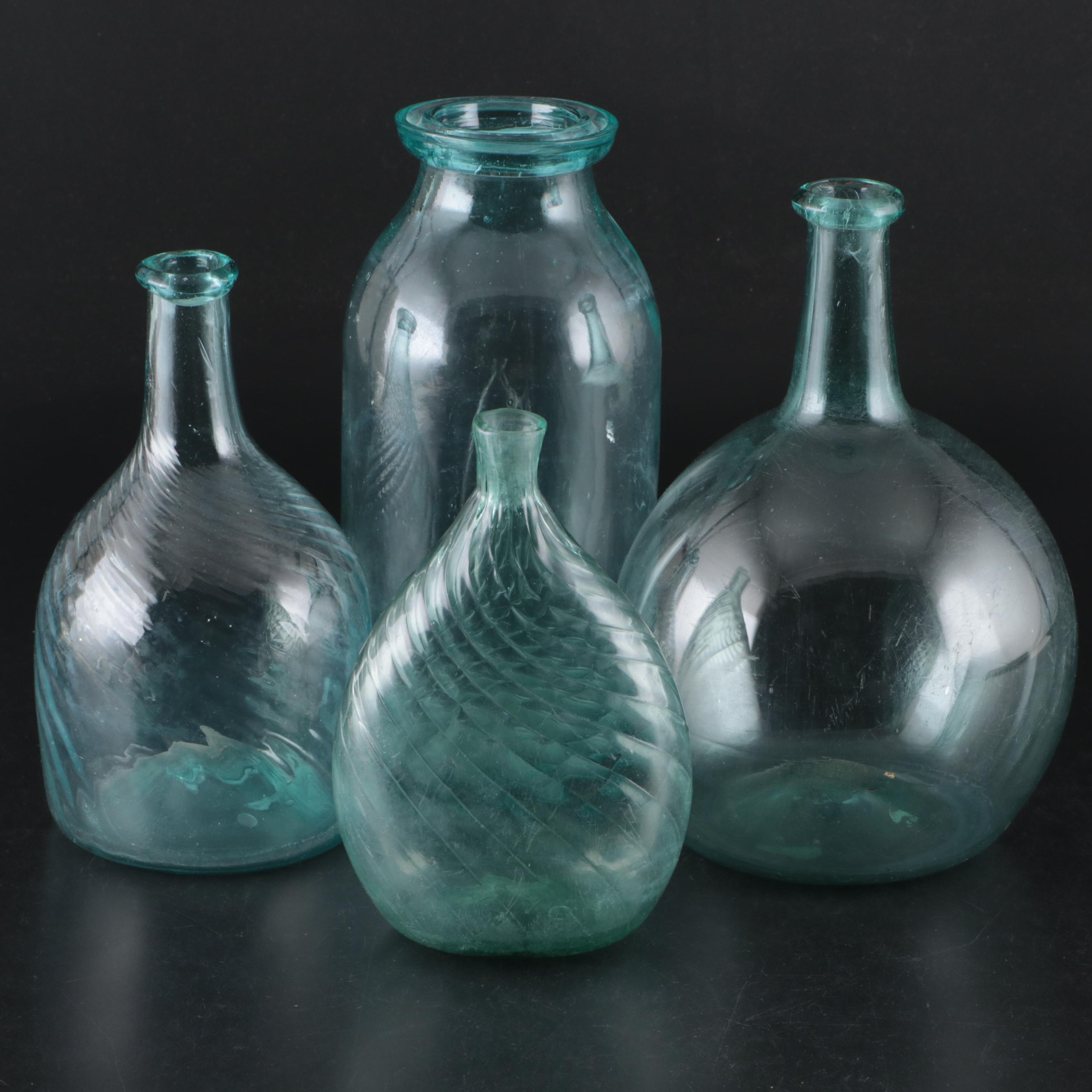 Kentucky Glass Works Co. and Other Blue Glass Bottles, Late 19th/Early 20th C.