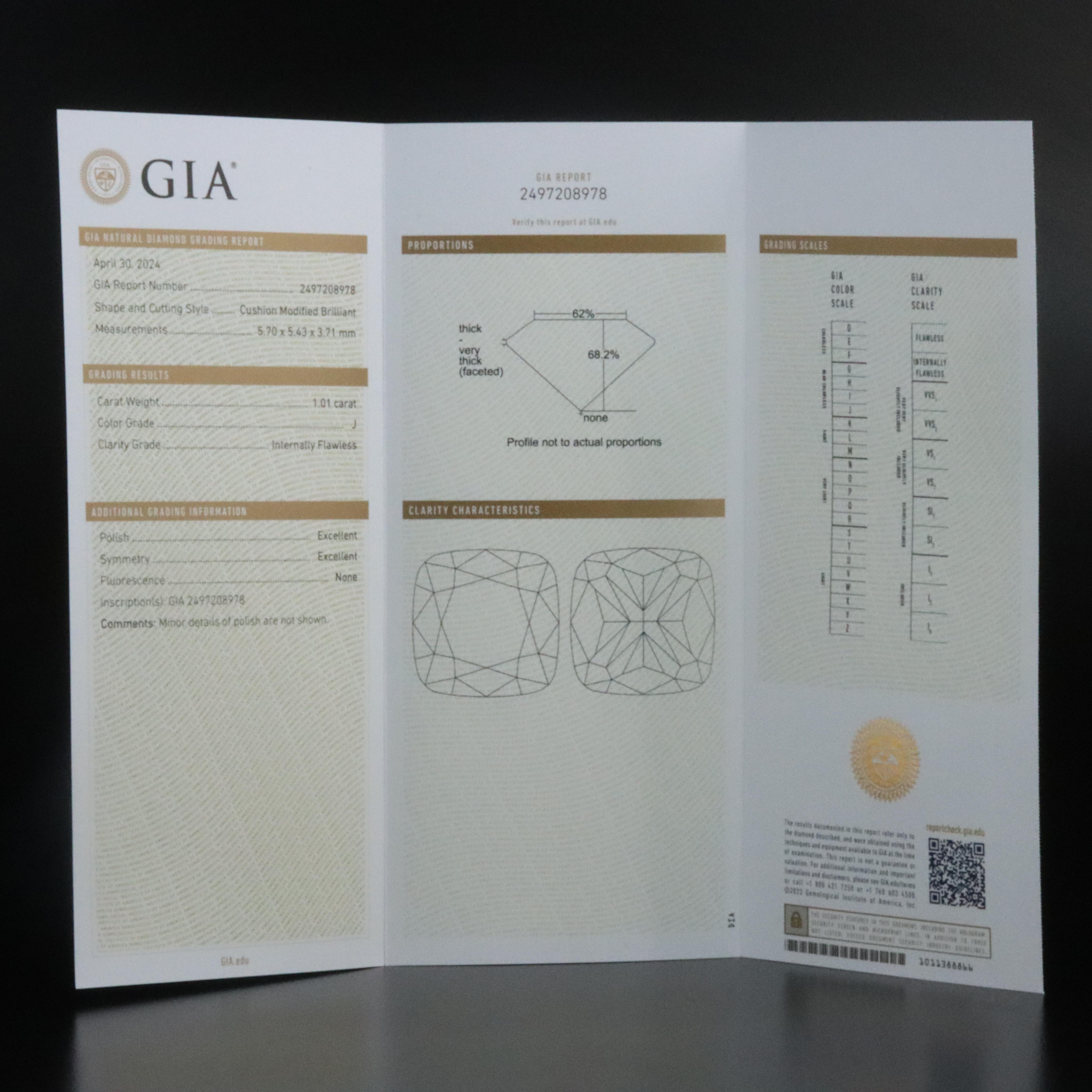 Loose 1.01 CT Internally Flawless Diamond with GIA Report