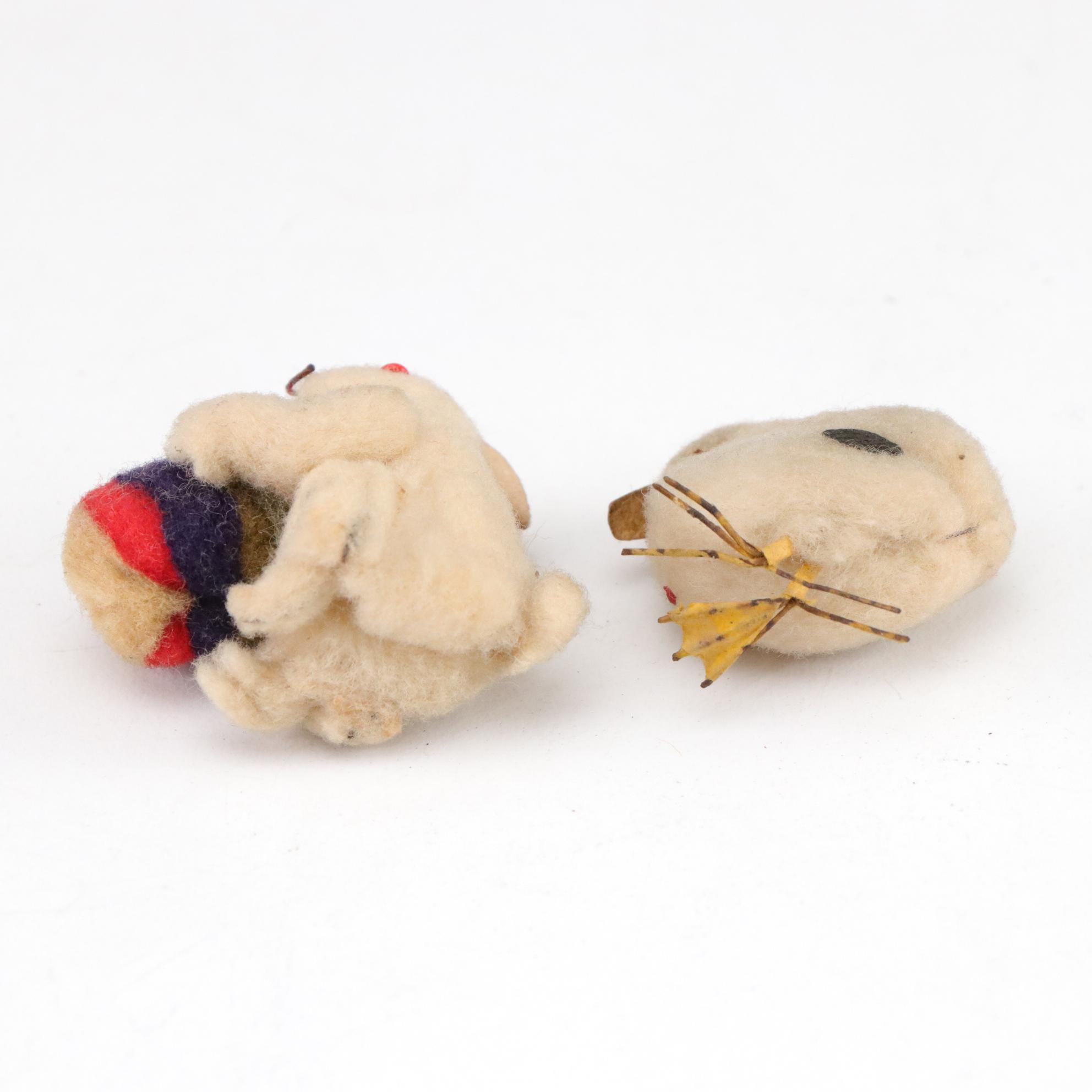 Handmade Felted Wool Easter Mini Chicks and Rabbit Figures