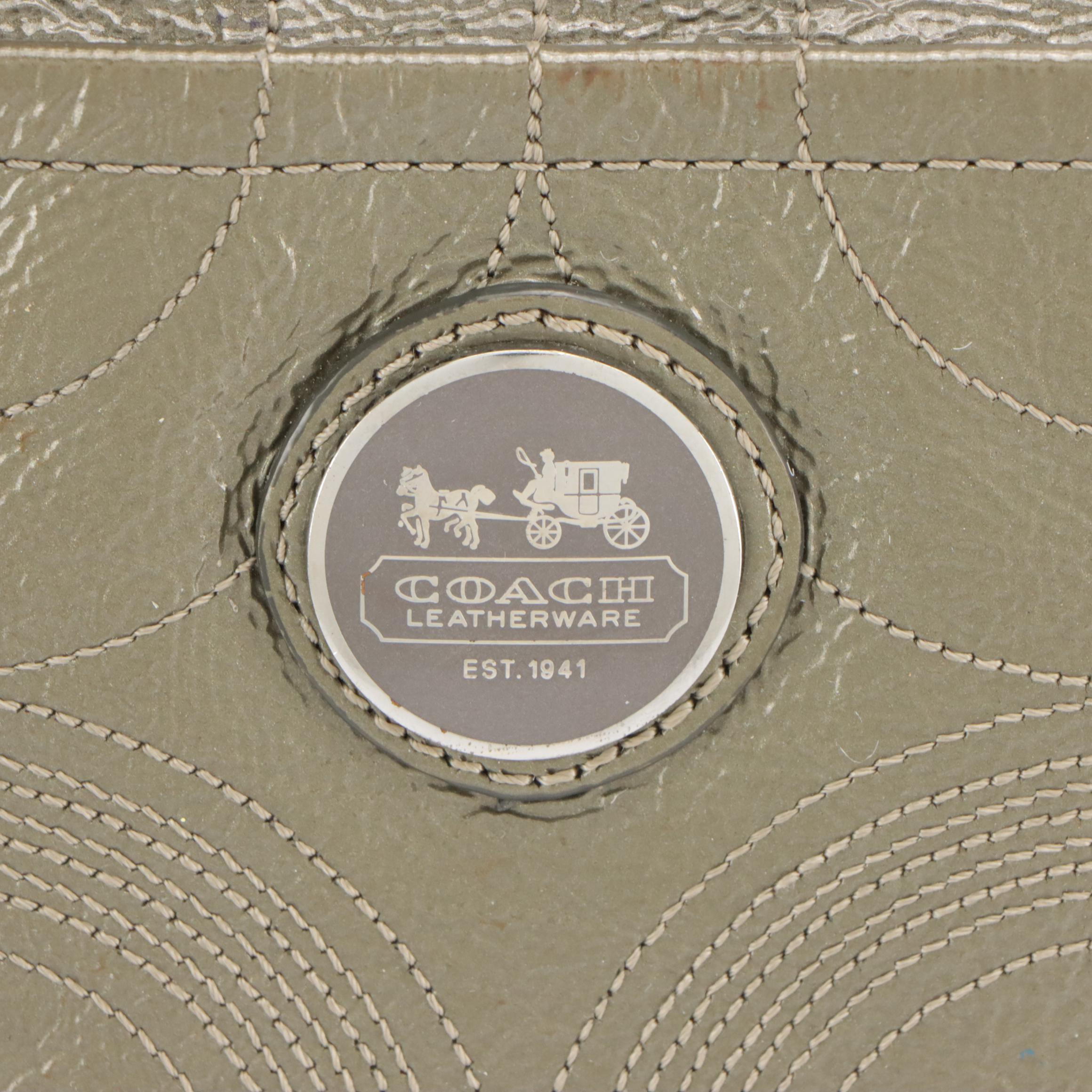 Coach Alex Stitched Patent Leather and Signature Canvas Laura Shoulder Bags