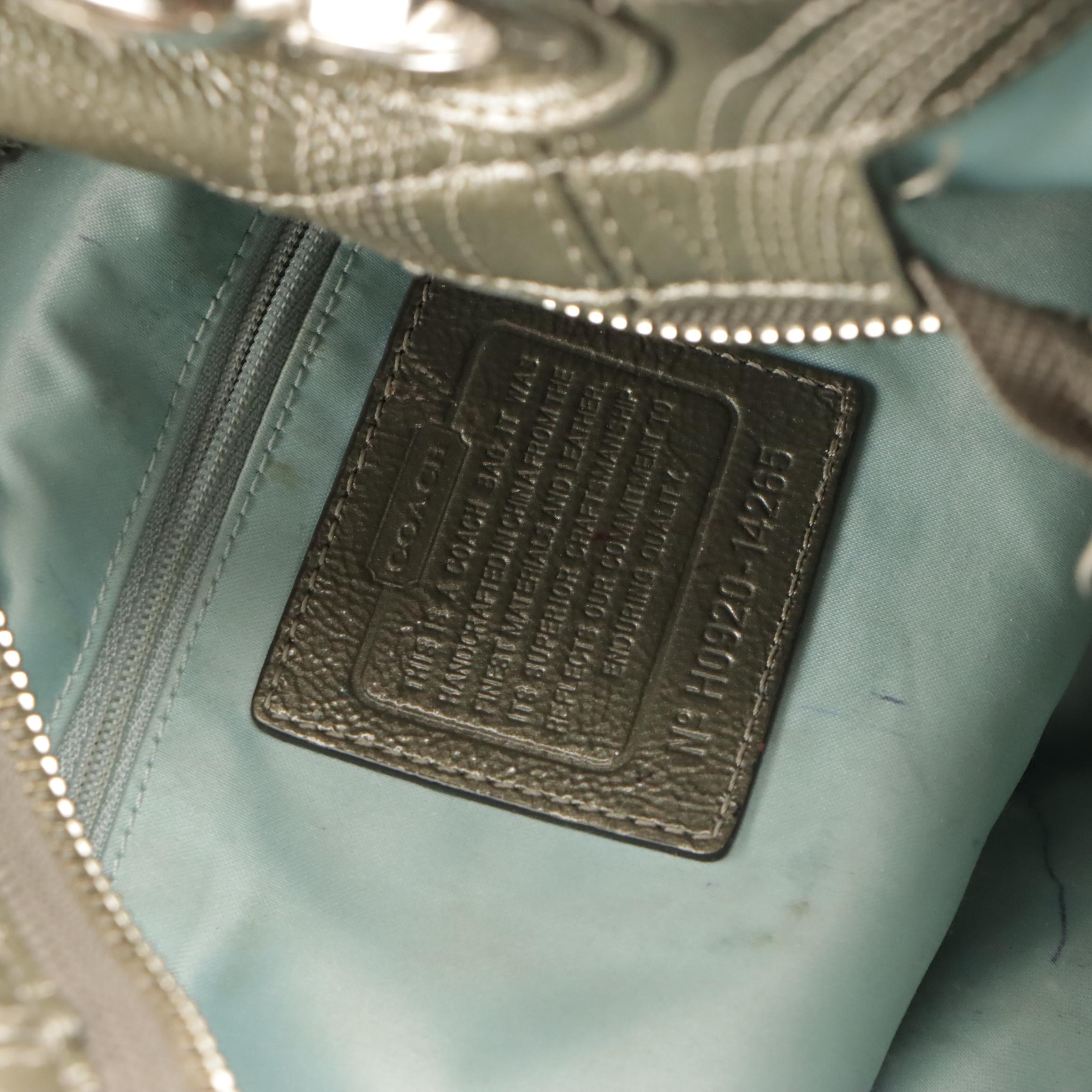 Coach Alex Stitched Patent Leather and Signature Canvas Laura Shoulder Bags