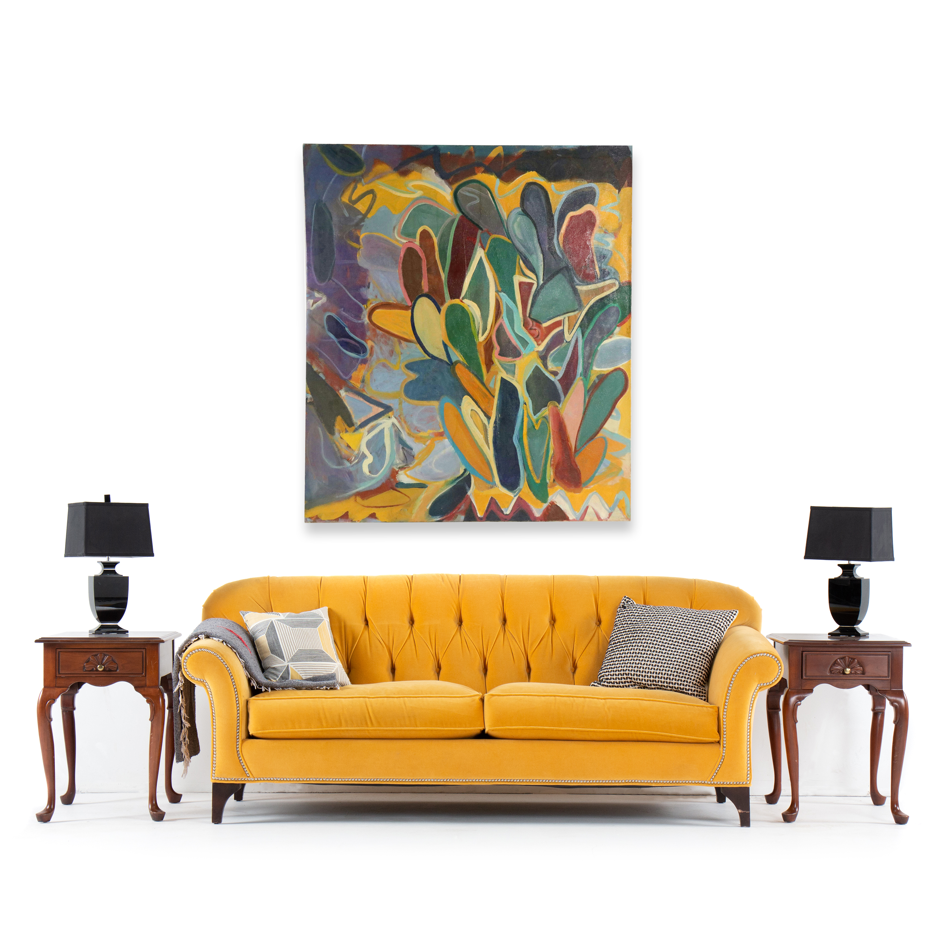 Zena Kaplan Large-Scale Abstract Cactus Acrylic Painting