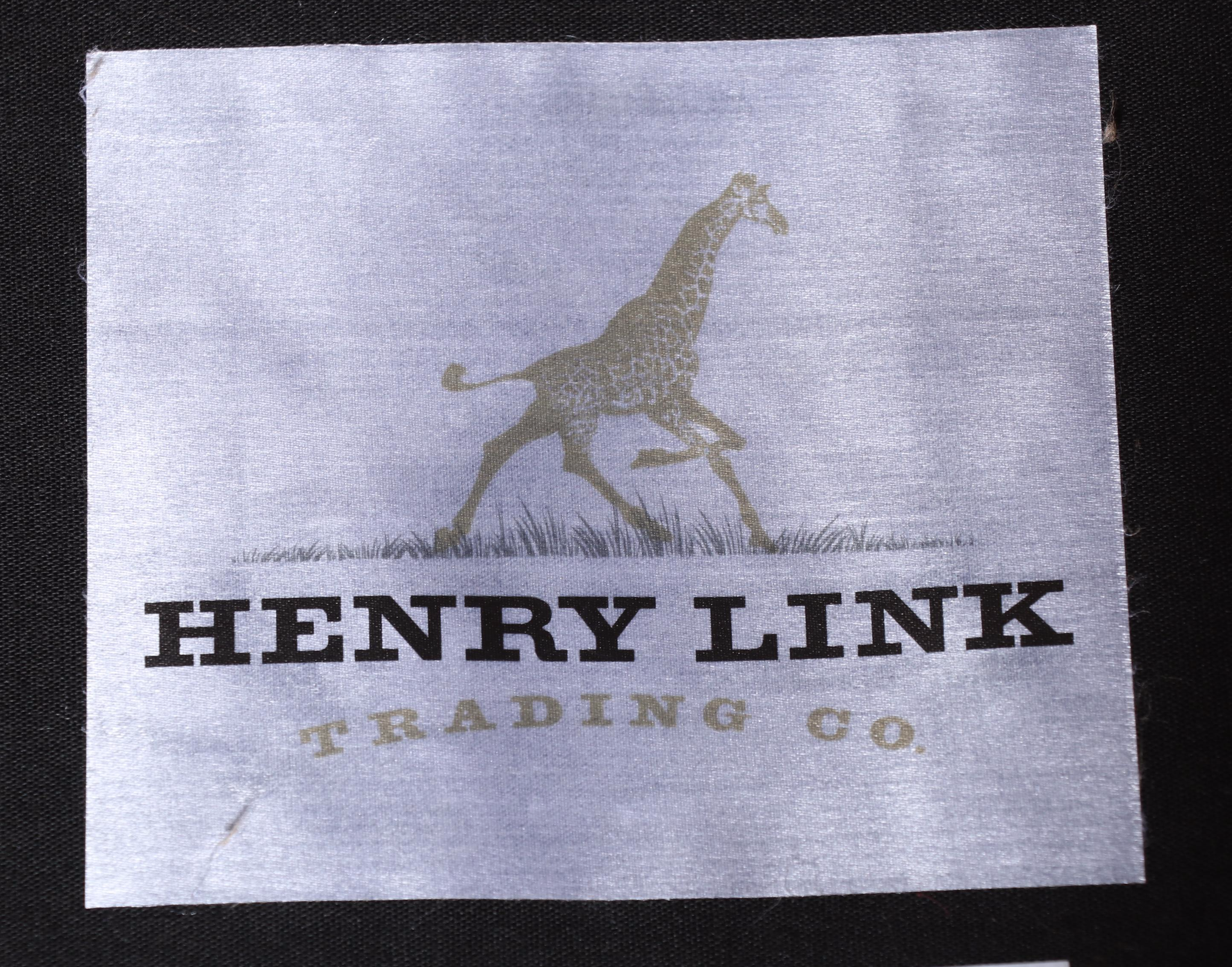 Henry Link Trading Co. Leather and Animal Print Wingback Armchair with Nailheads