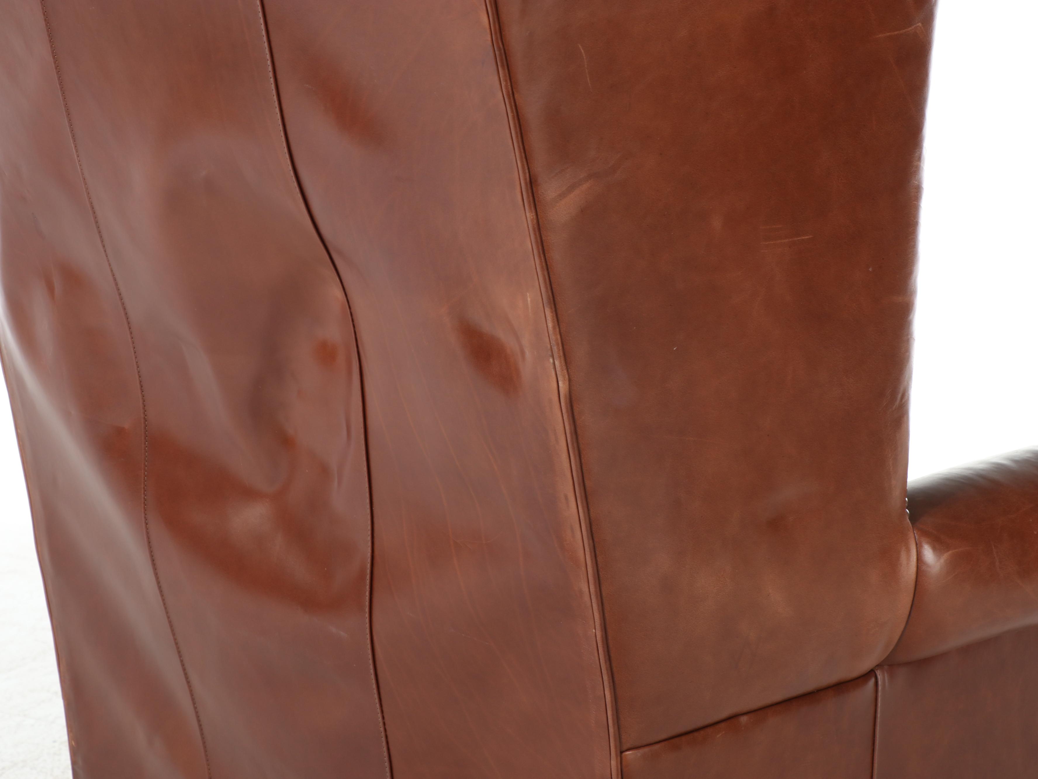 Henry Link Trading Co. Leather and Animal Print Wingback Armchair with Nailheads