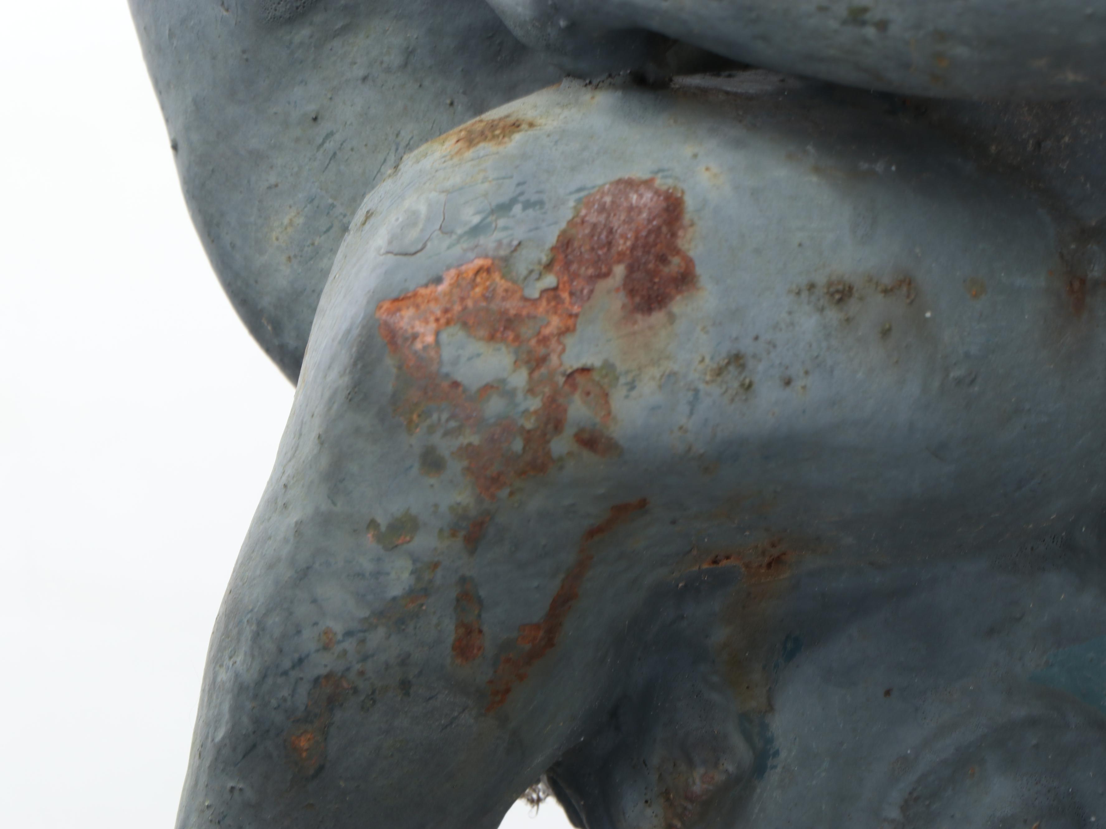 Baroque Revival Iron Cherub and Goat Garden Urns, Late 19th/Early 20th Century