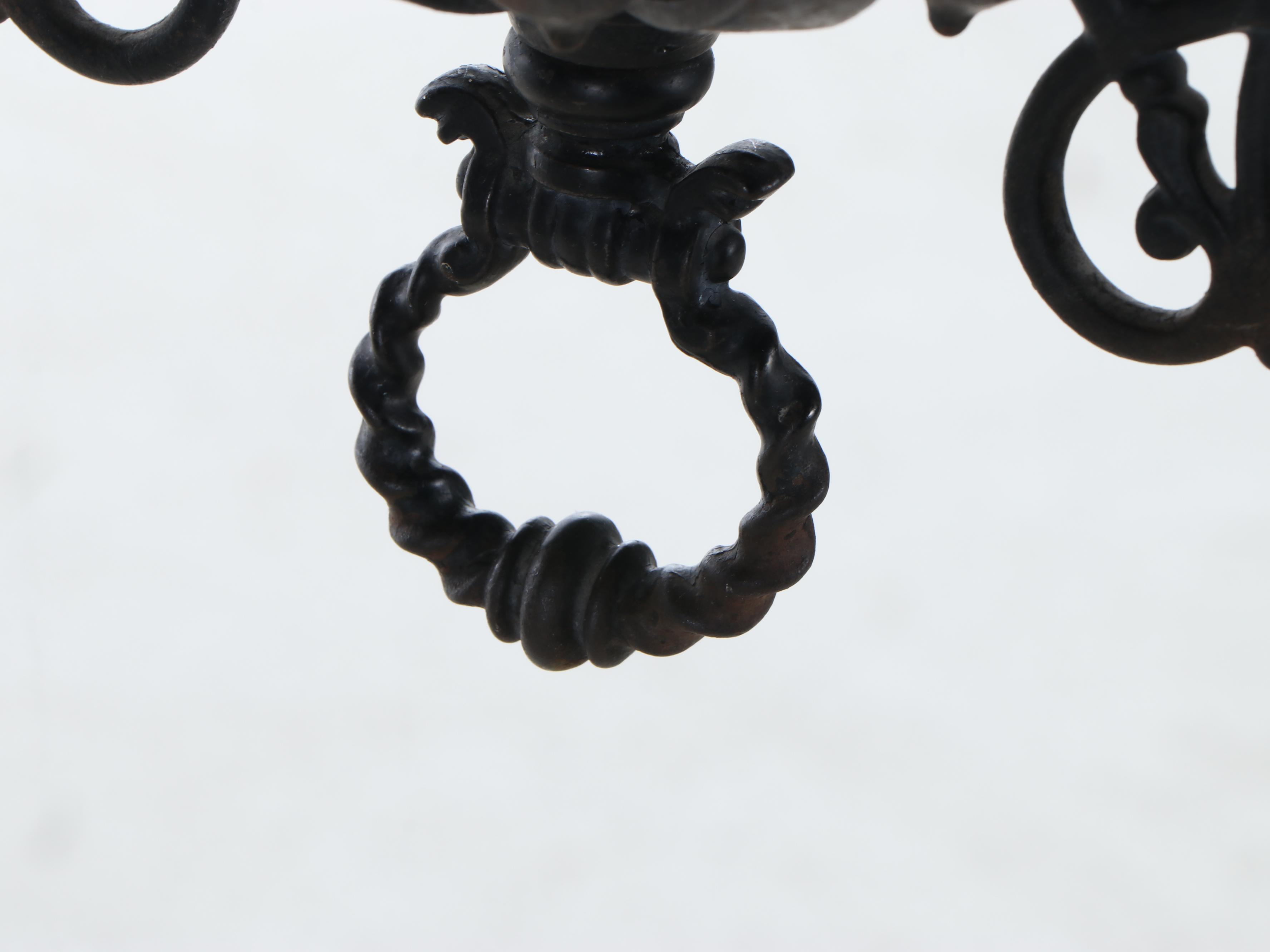 Bradley & Hubbard Pendant Pull Down Oil Lamp with Hand-Painted Glass Shade