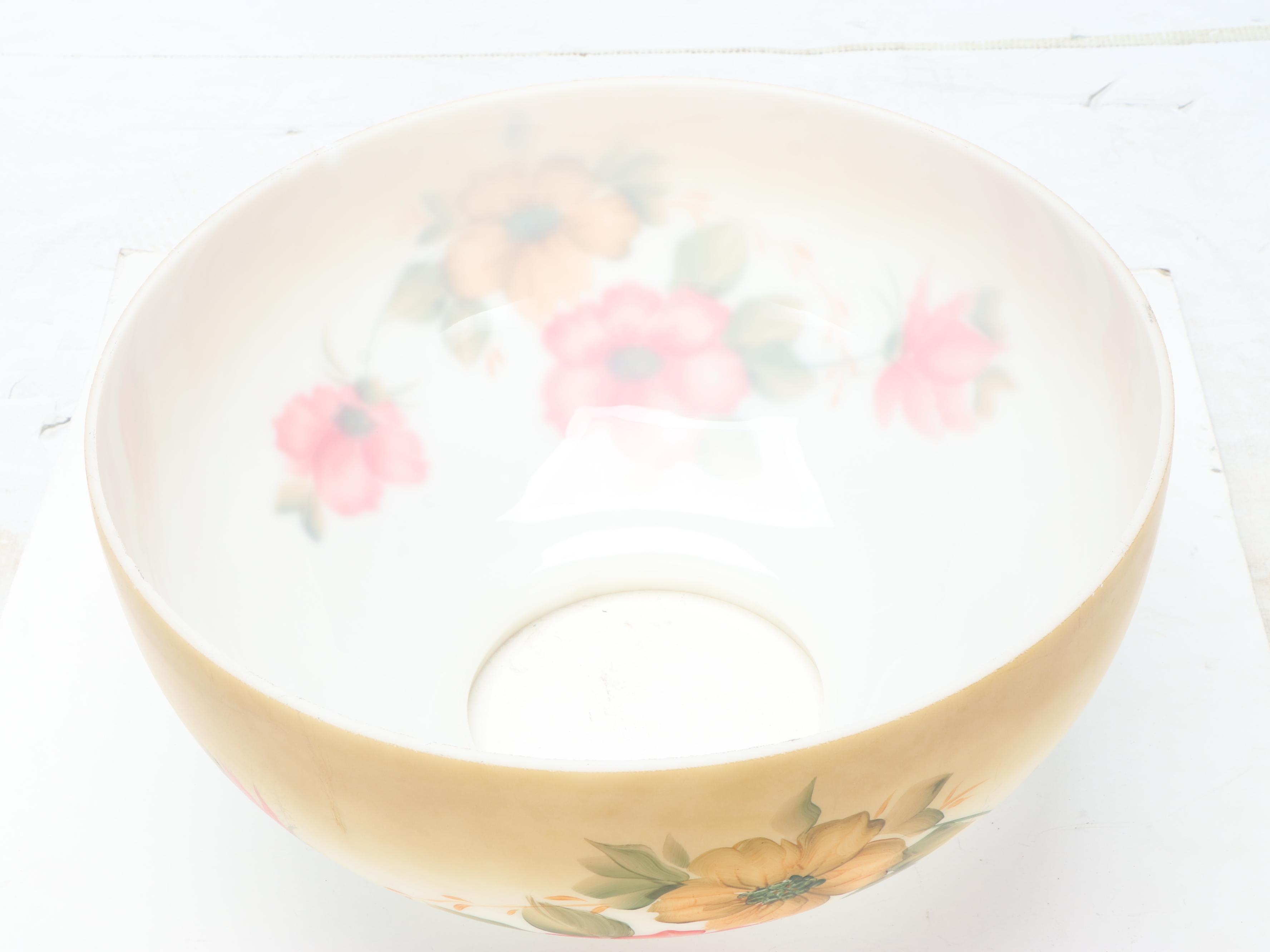 Bradley & Hubbard Pendant Pull Down Oil Lamp with Hand-Painted Glass Shade