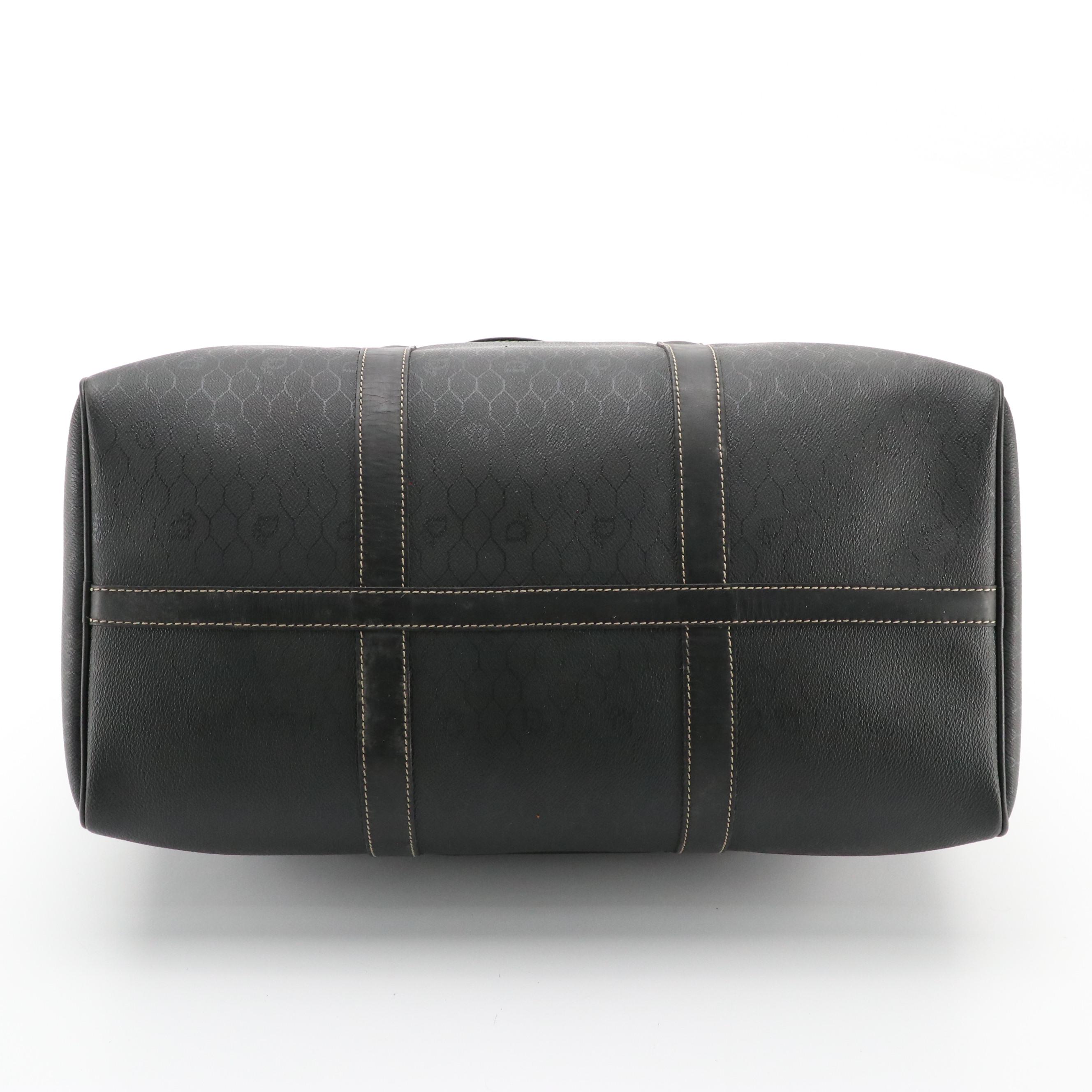 Christian Dior Boston Travel Bag in Honeycomb Coated Canvas with Leather Trim