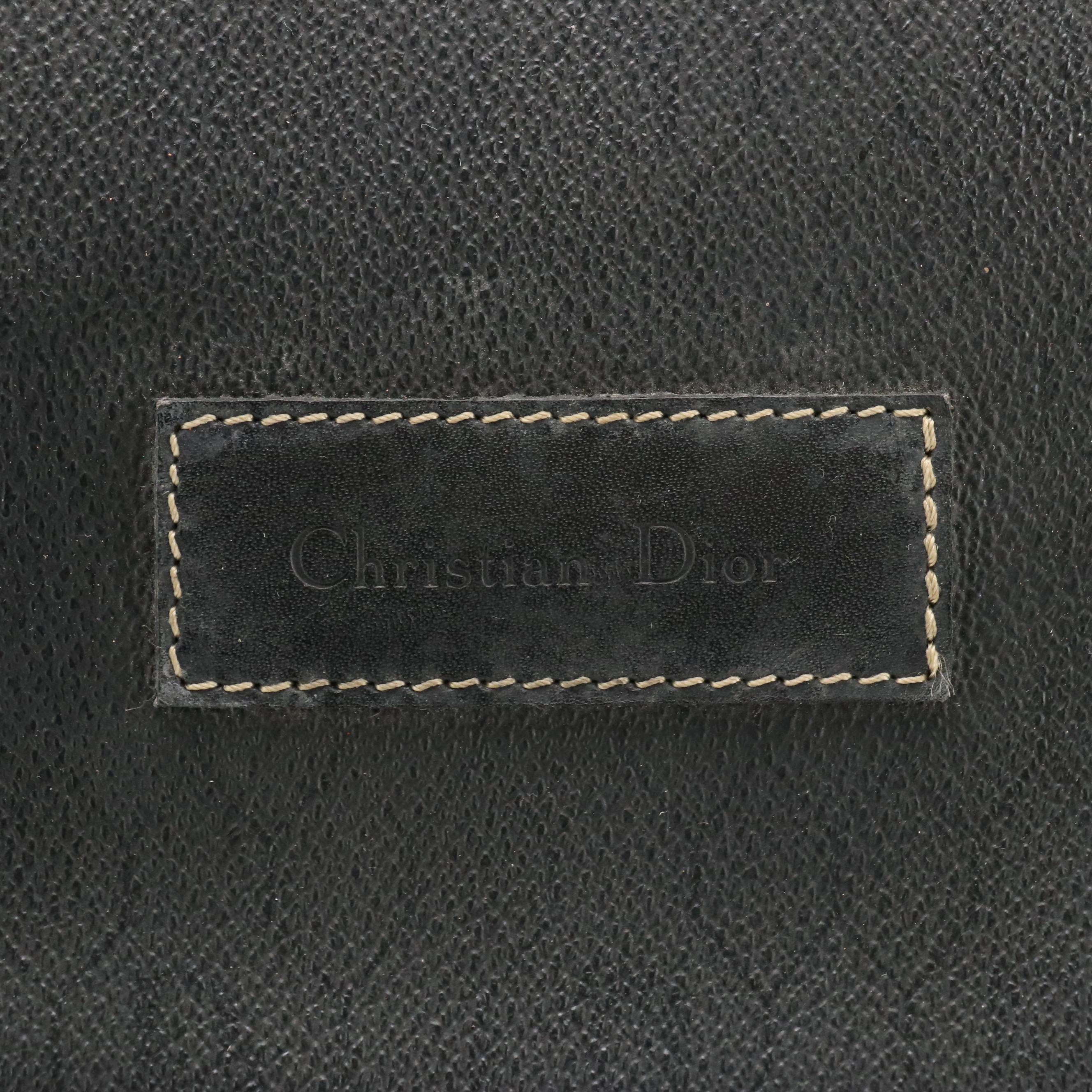 Christian Dior Boston Travel Bag in Honeycomb Coated Canvas with Leather Trim