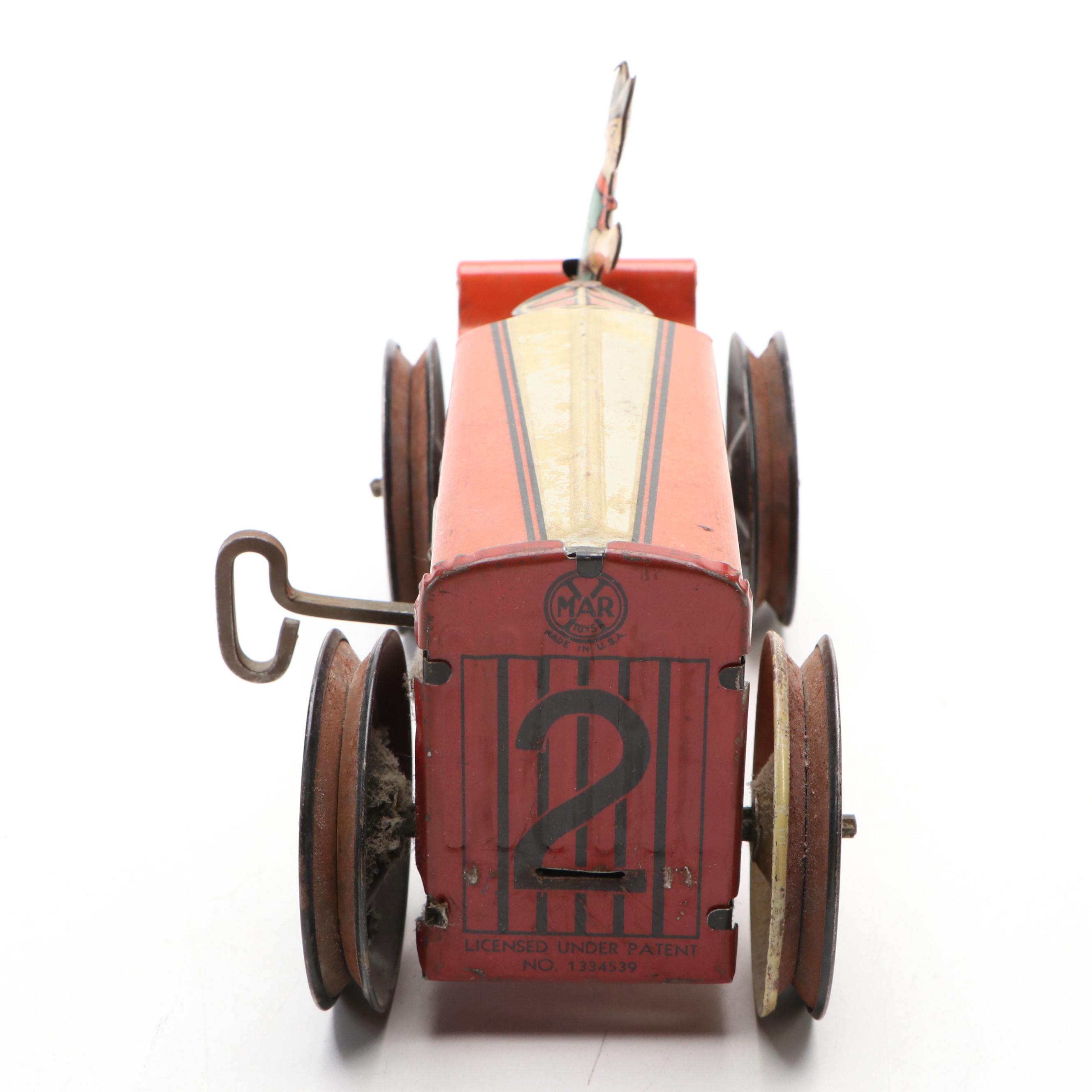 Louis Marx Tin Lithograph Wind-up Toy Tractor, Mid-20th Century