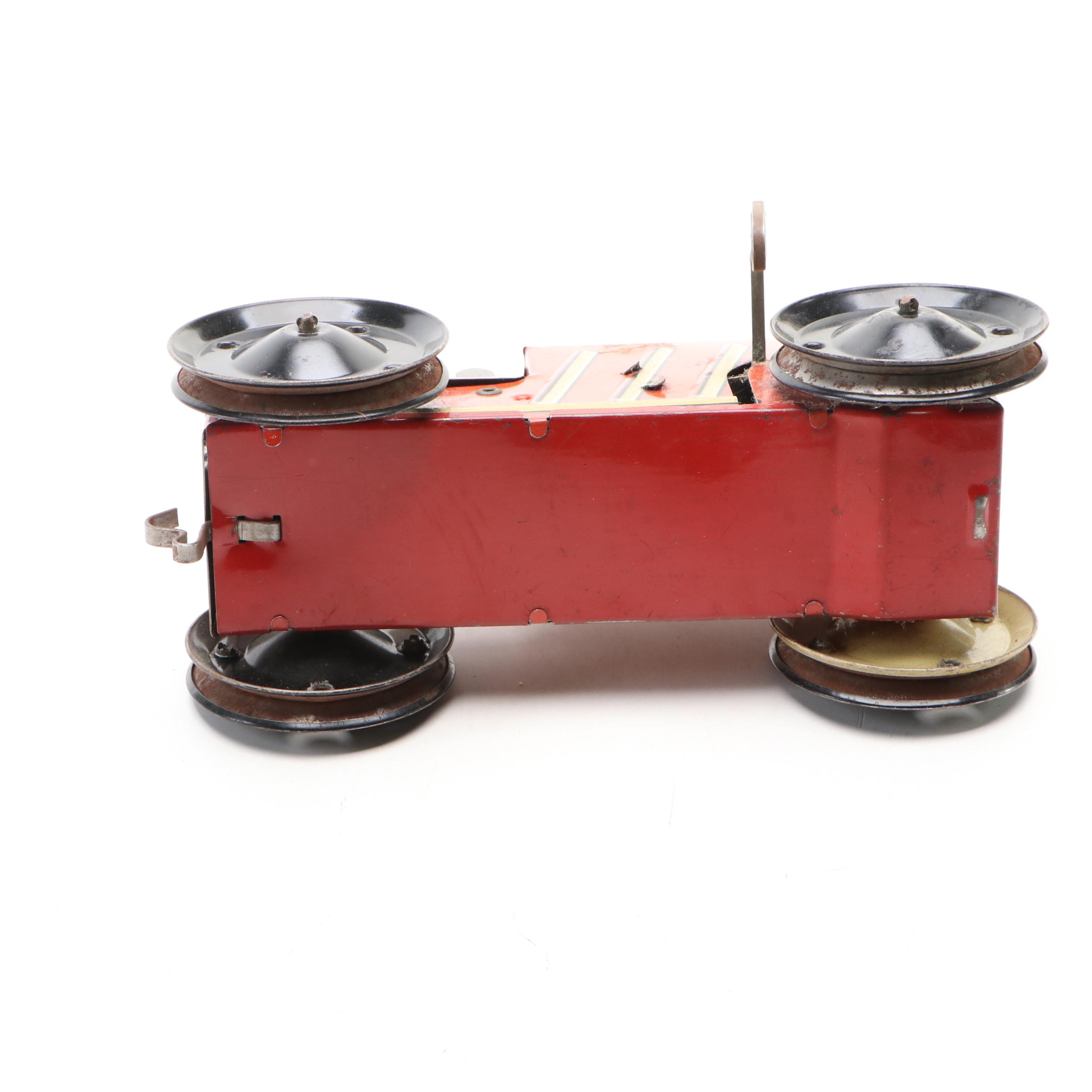 Louis Marx Tin Lithograph Wind-up Toy Tractor, Mid-20th Century