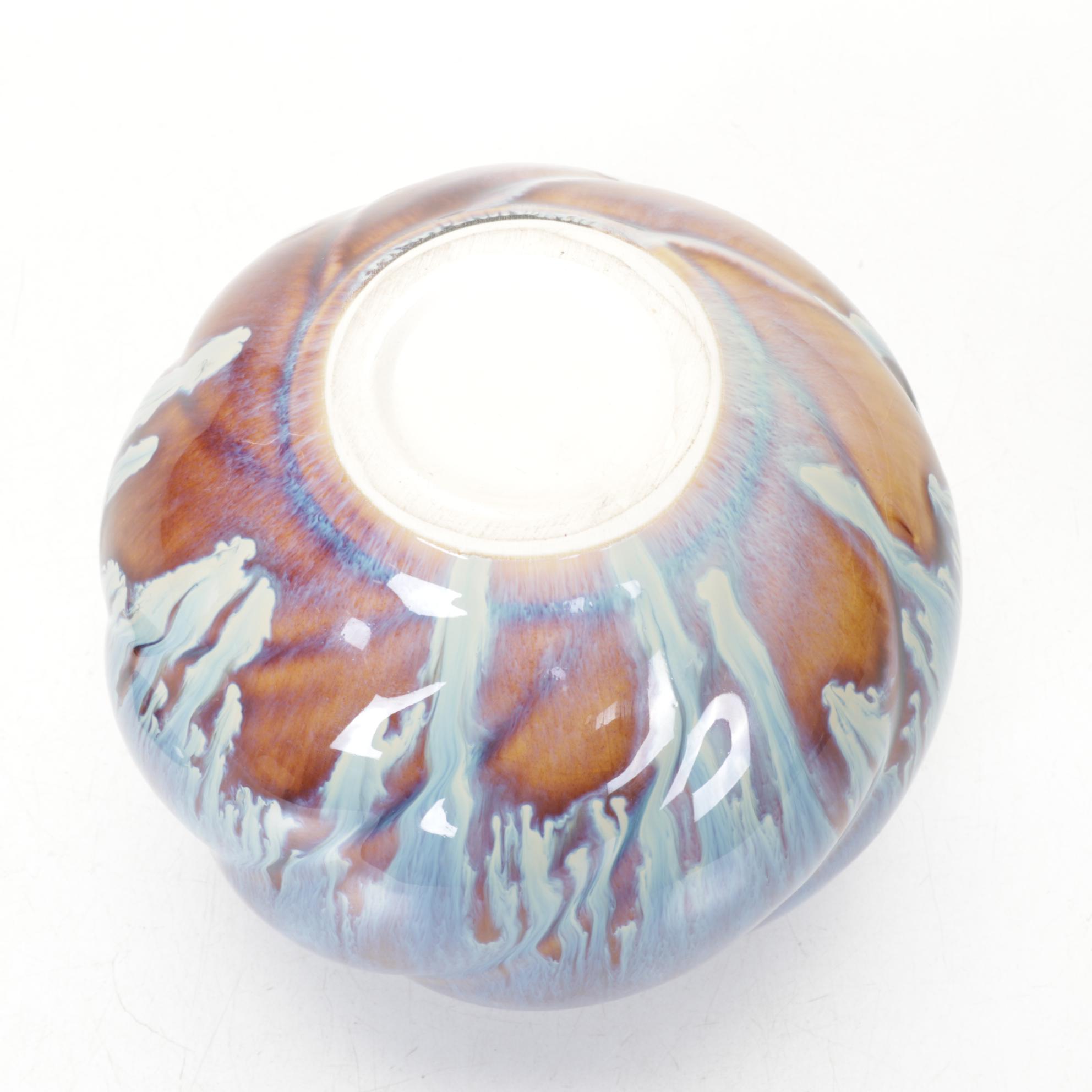 Bill Campbell Style Wheel-Thrown Swirl Drip Glaze Cookie Jar