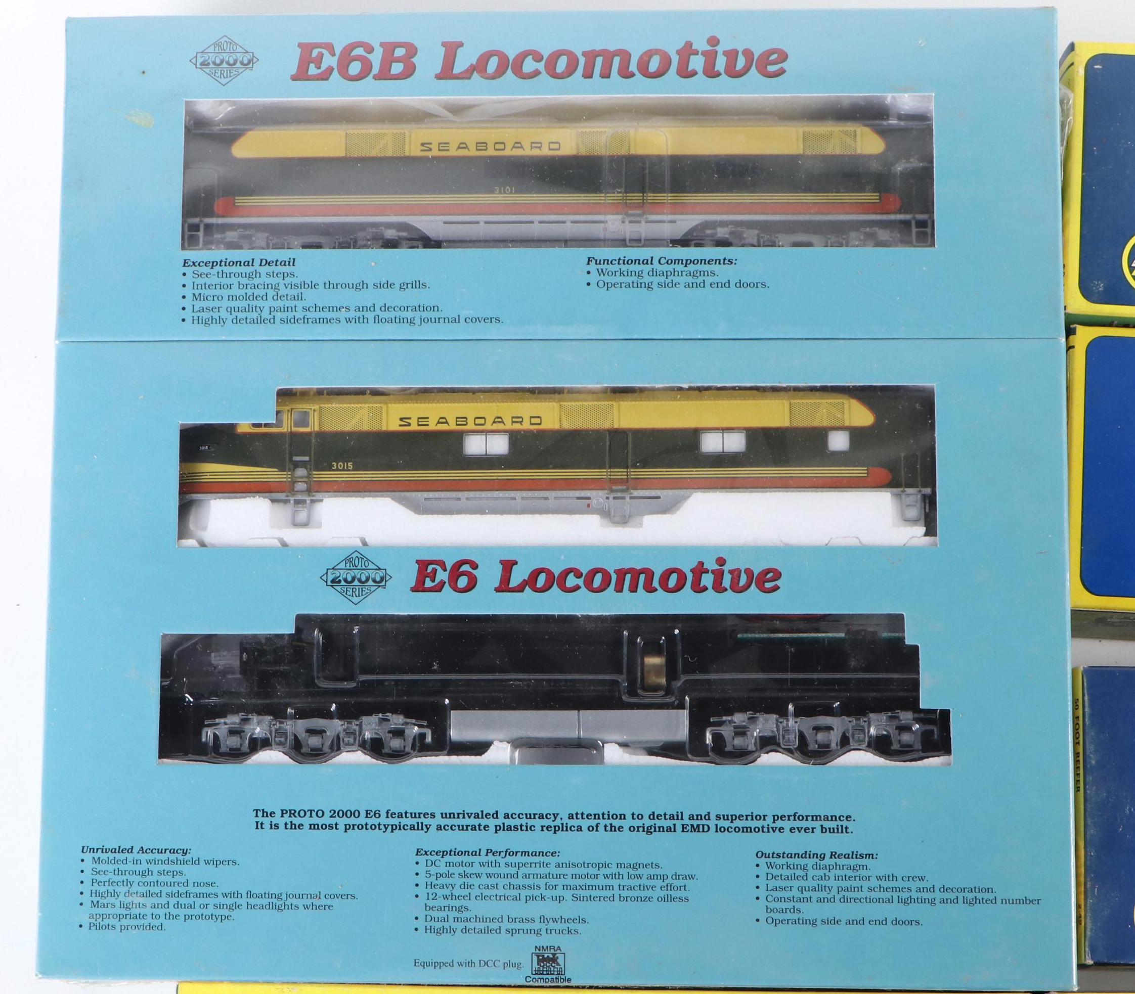 AHM, Athearn and Other HO Scale Model Train Cars with Proto 2000 E6B Locomotive