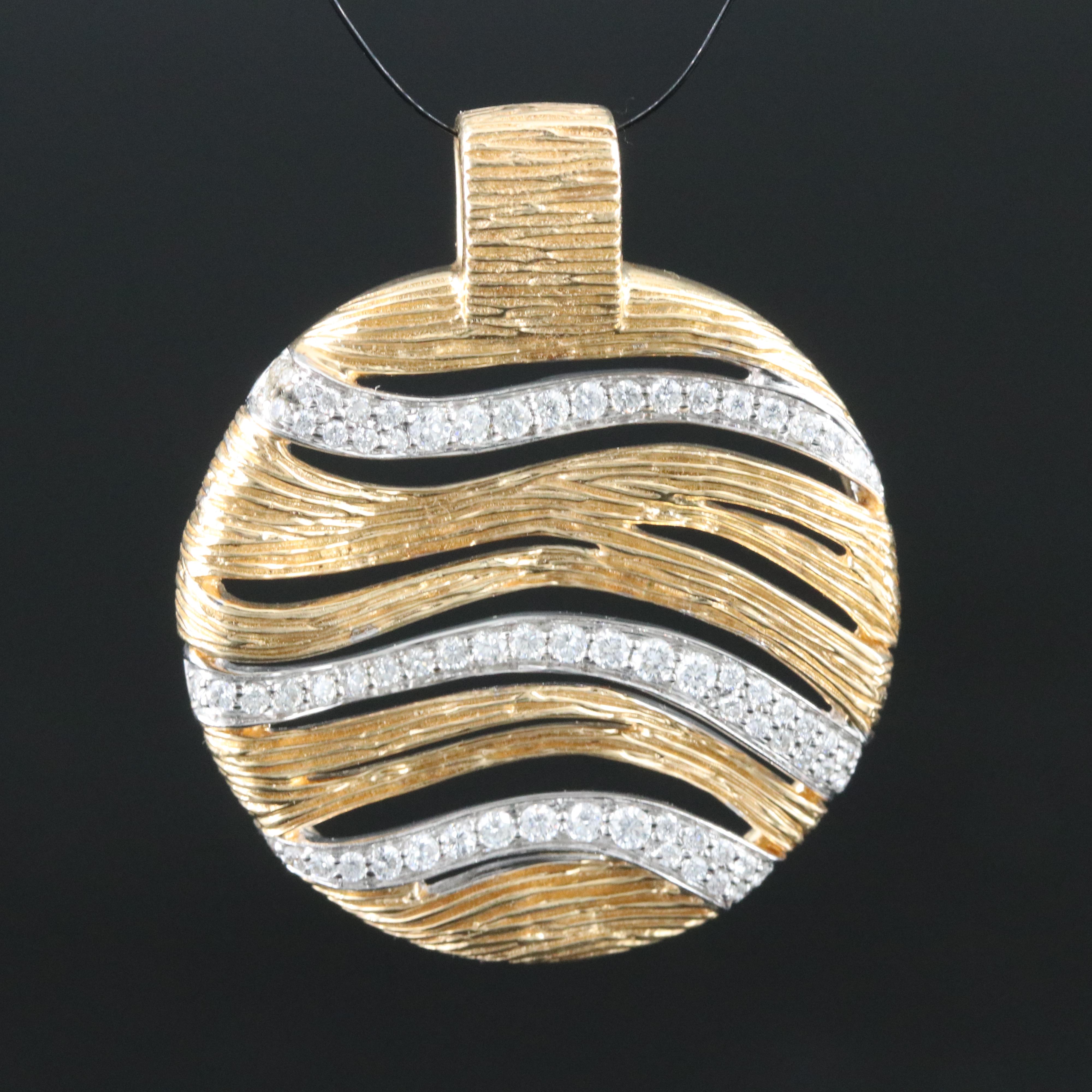 14K 0.73 CTW Diamond Ribbon Circle Pendant