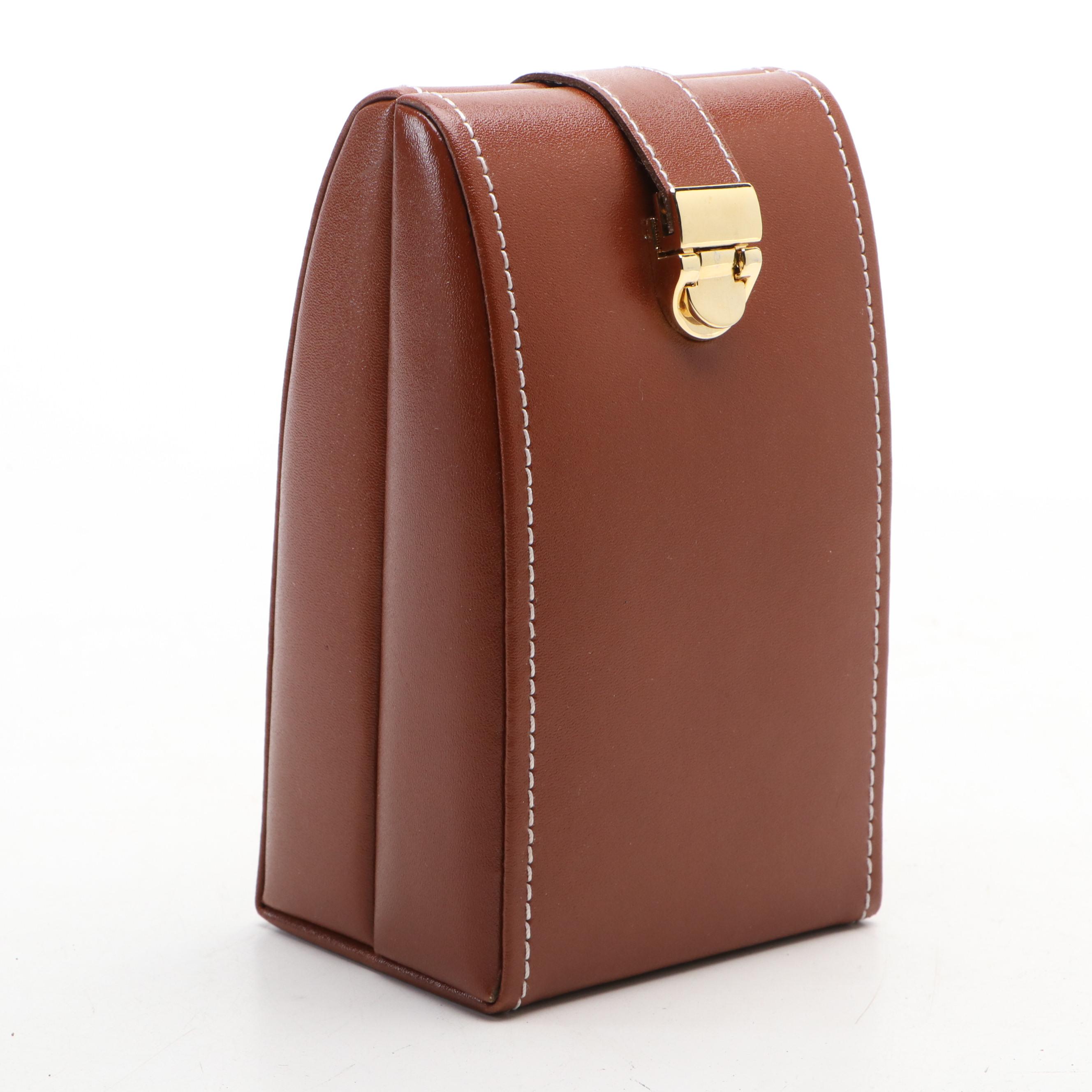 Brown Leather Travel Jewelry Case