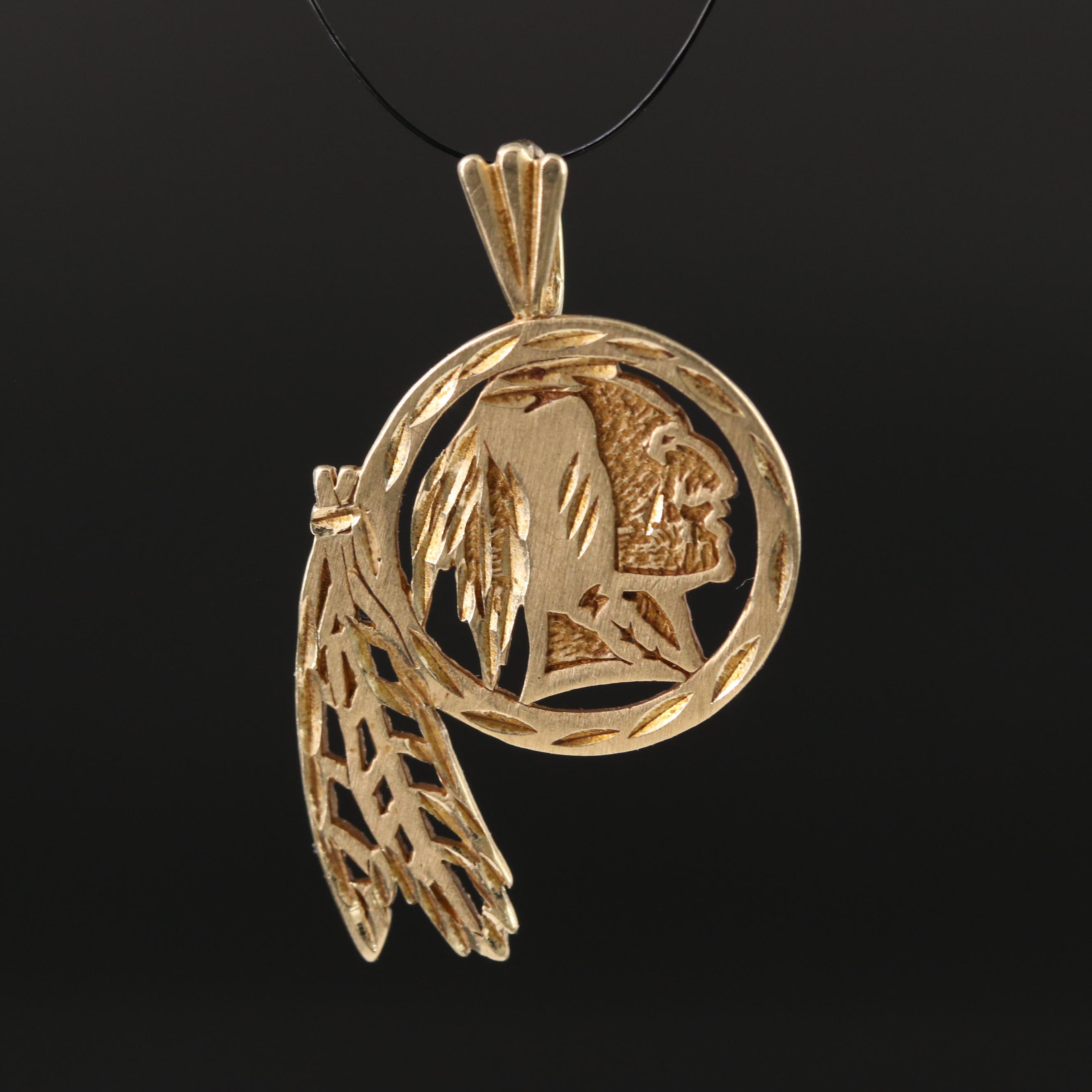 14K Washington Redskins Logo Pendant