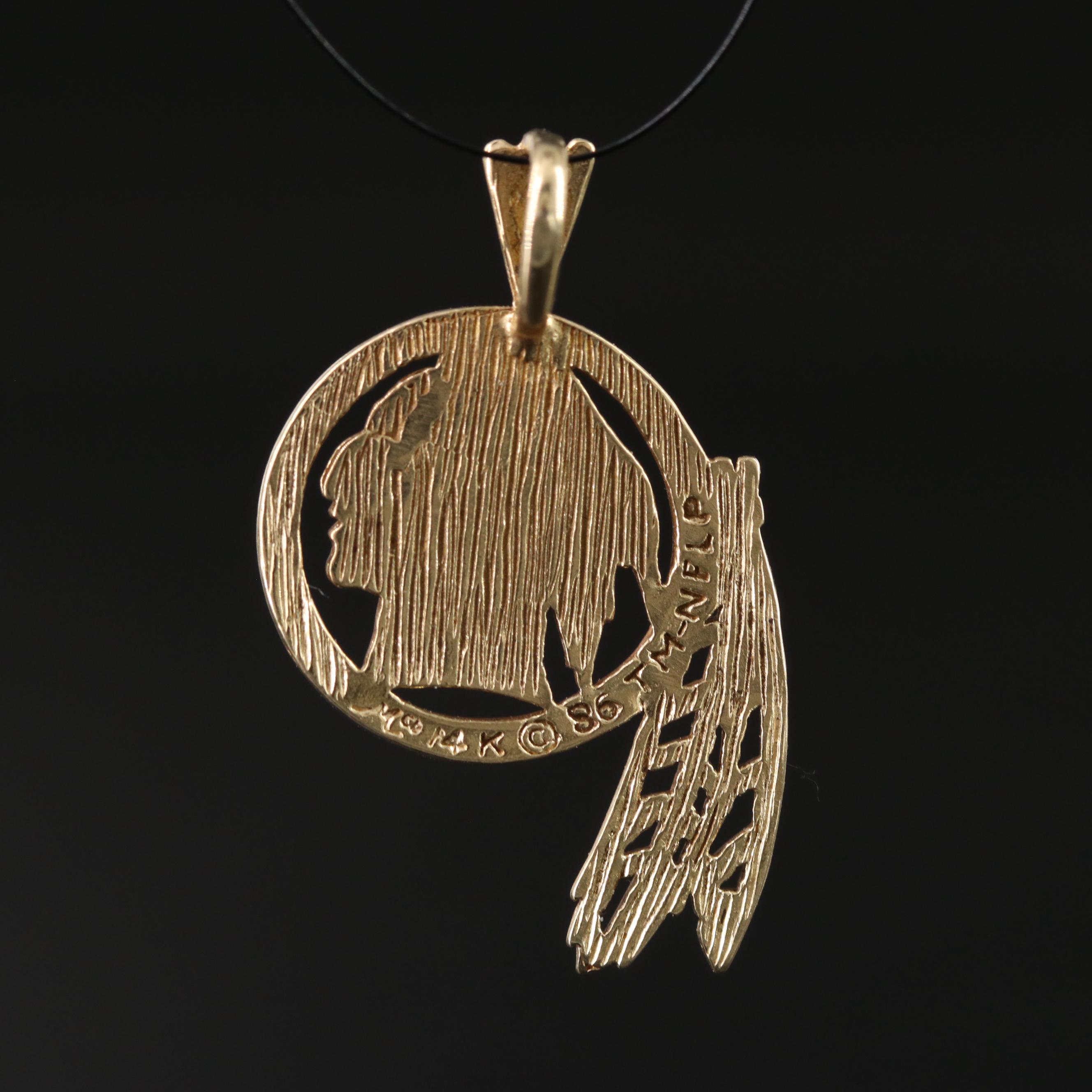 14K Washington Redskins Logo Pendant
