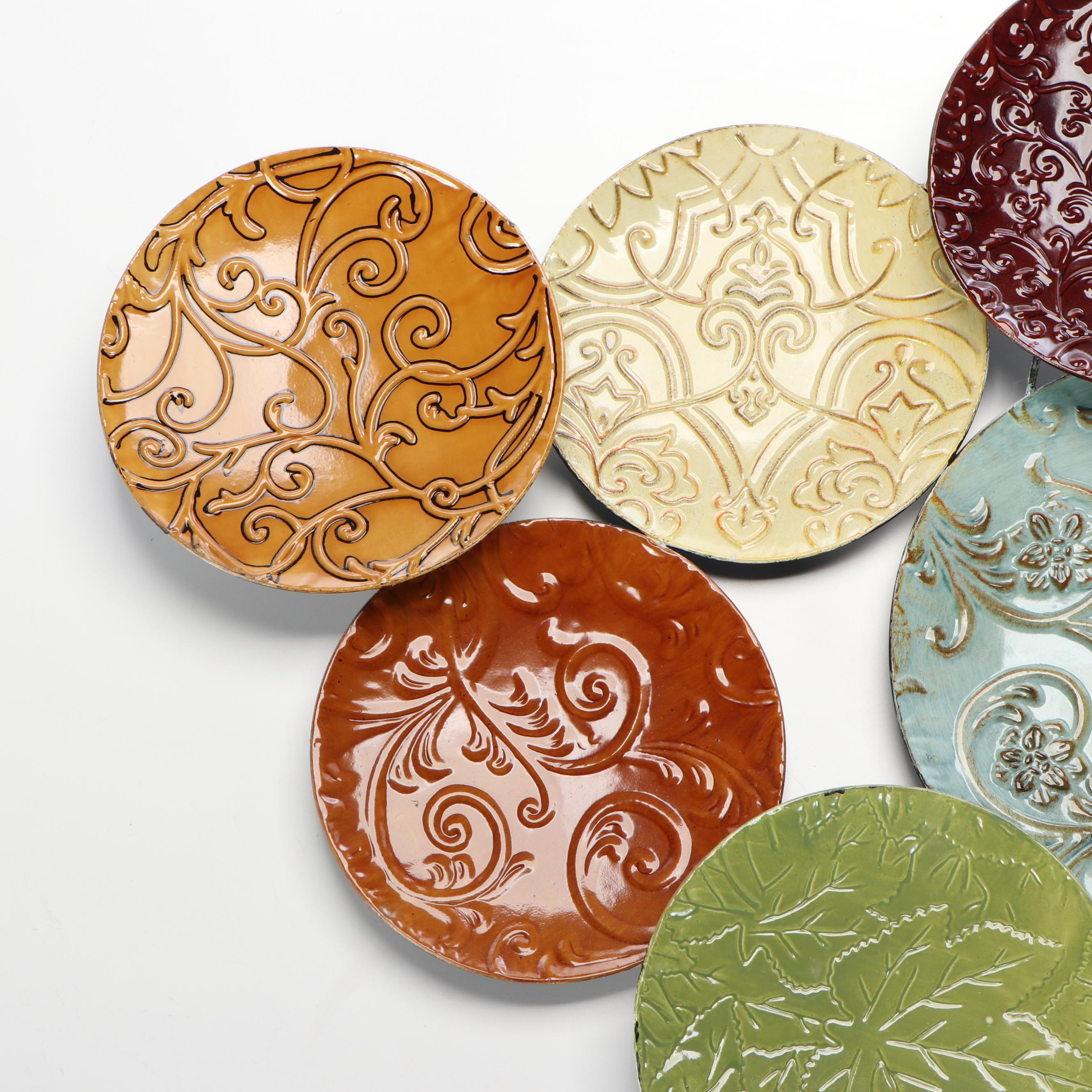 Contemporary Embossed Texture Metal Plates Wall Hanging