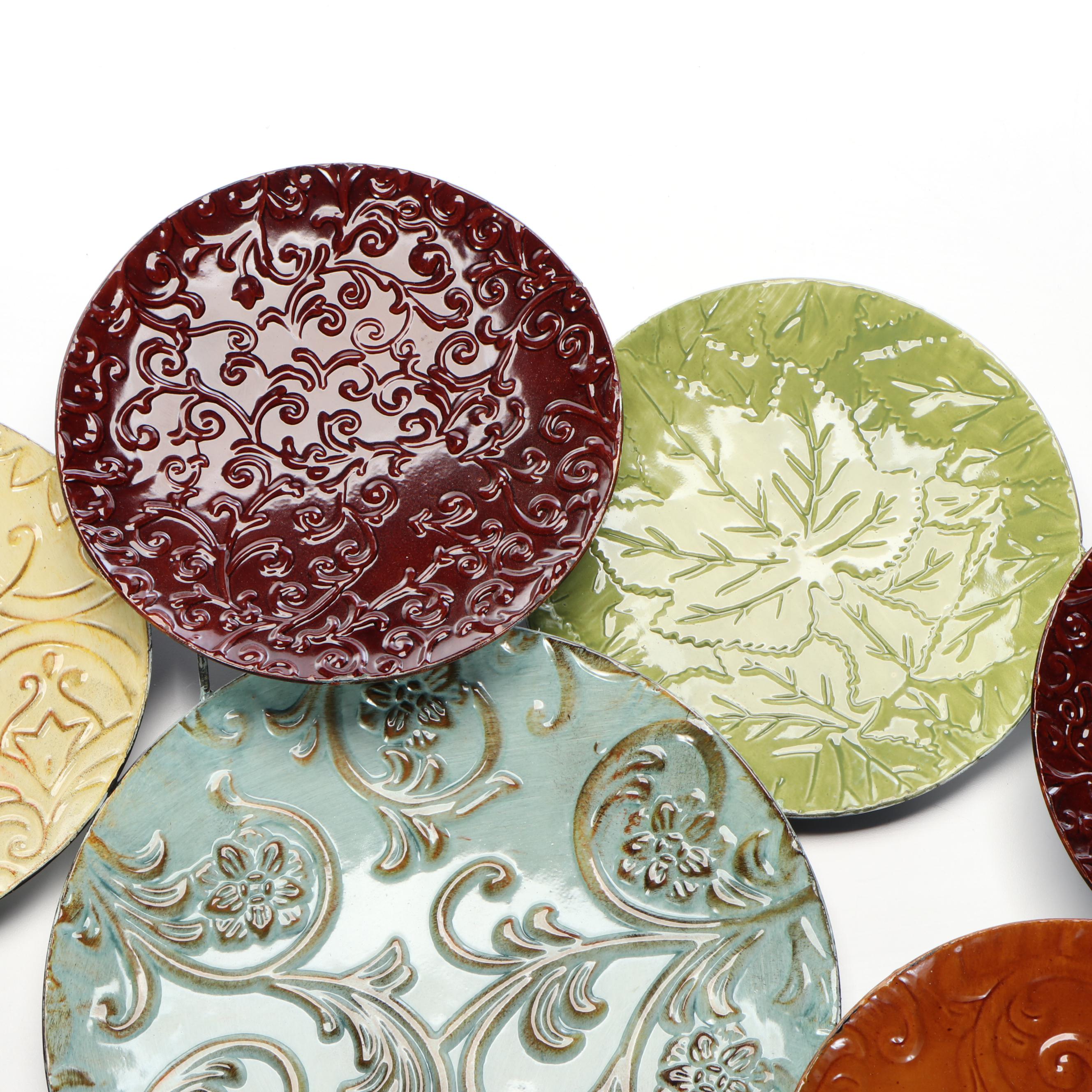 Contemporary Embossed Texture Metal Plates Wall Hanging