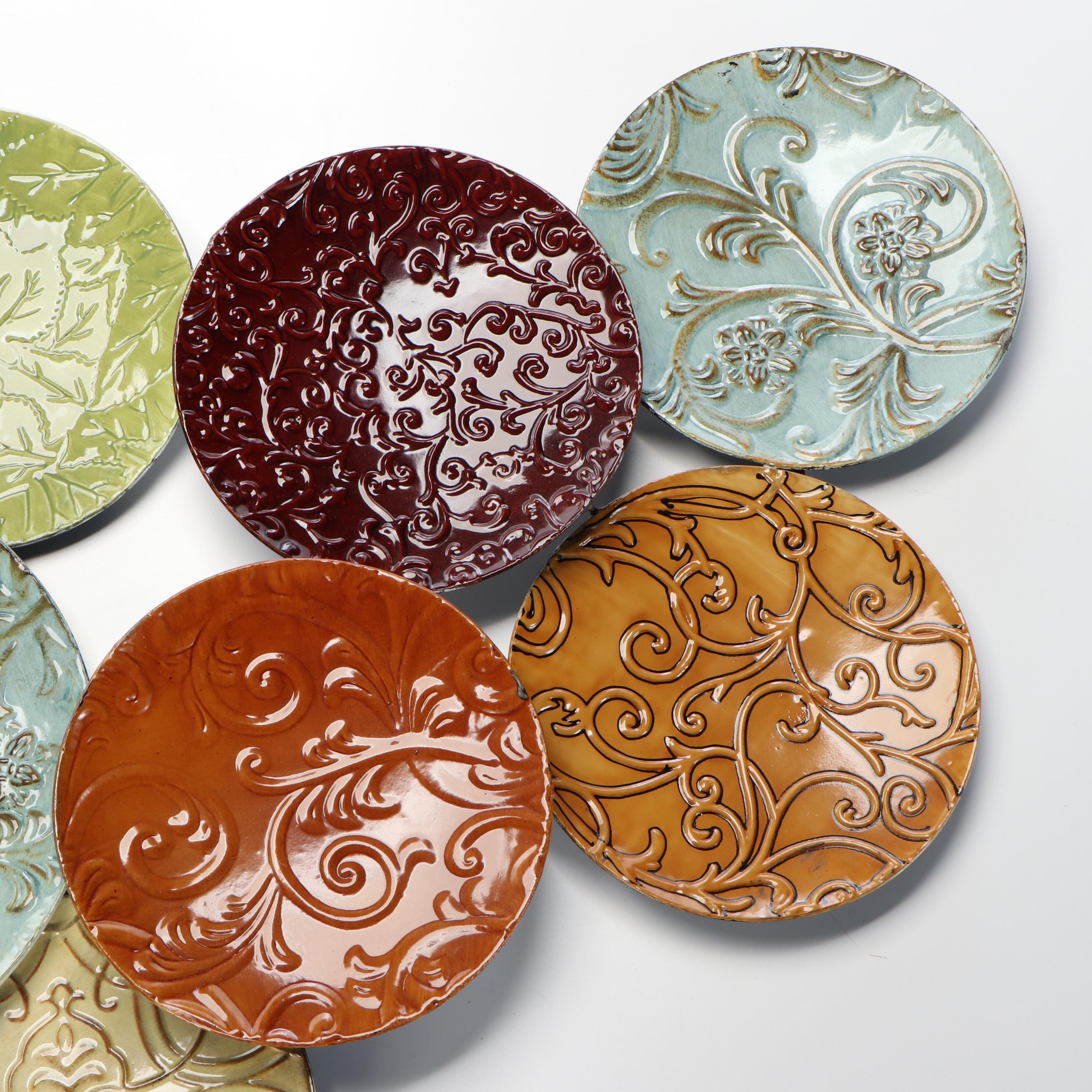 Contemporary Embossed Texture Metal Plates Wall Hanging