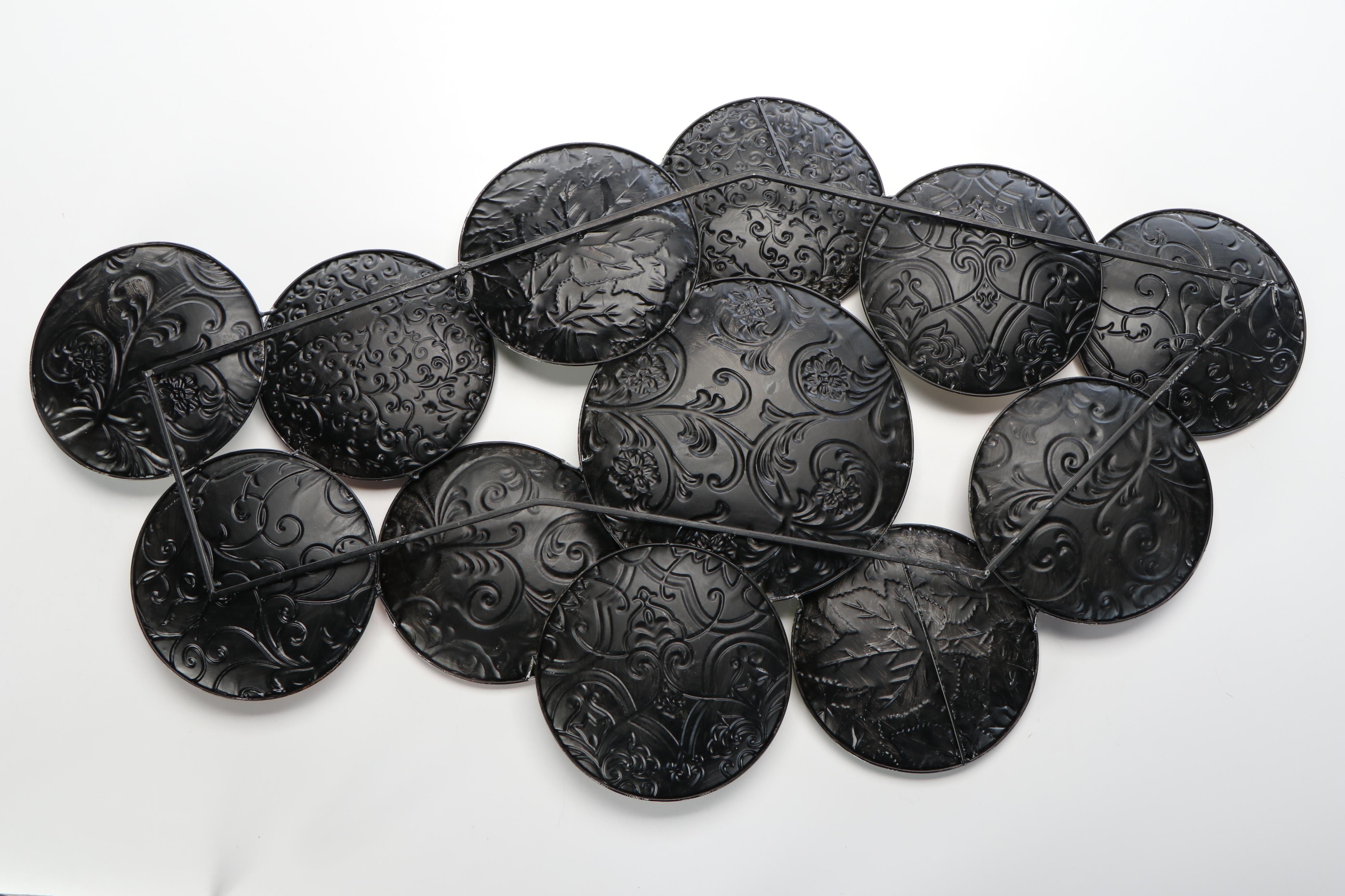 Contemporary Embossed Texture Metal Plates Wall Hanging