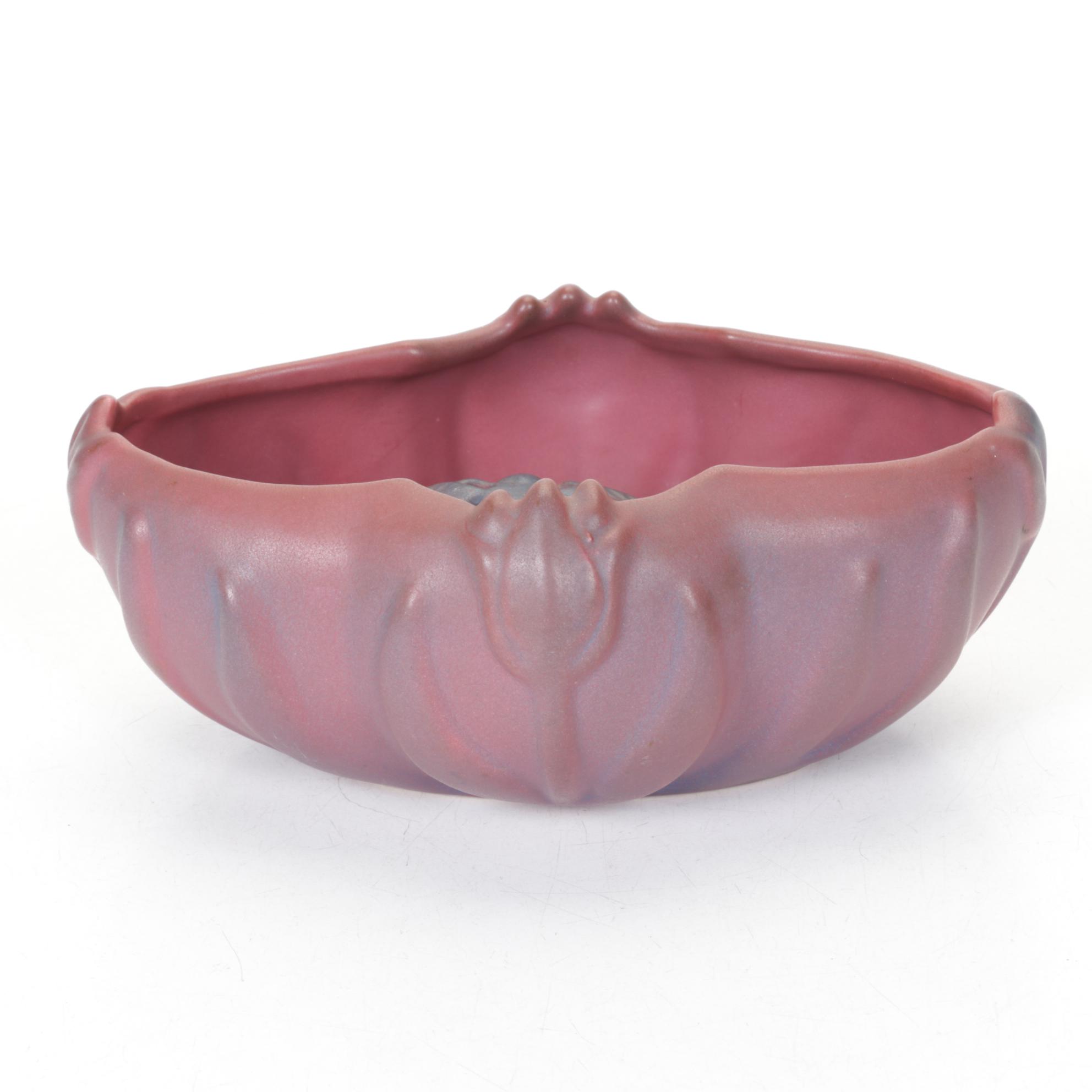 Van Briggle Pottery "Tulip" Bowl With Matching Flower Frog and Turquoise Bowl