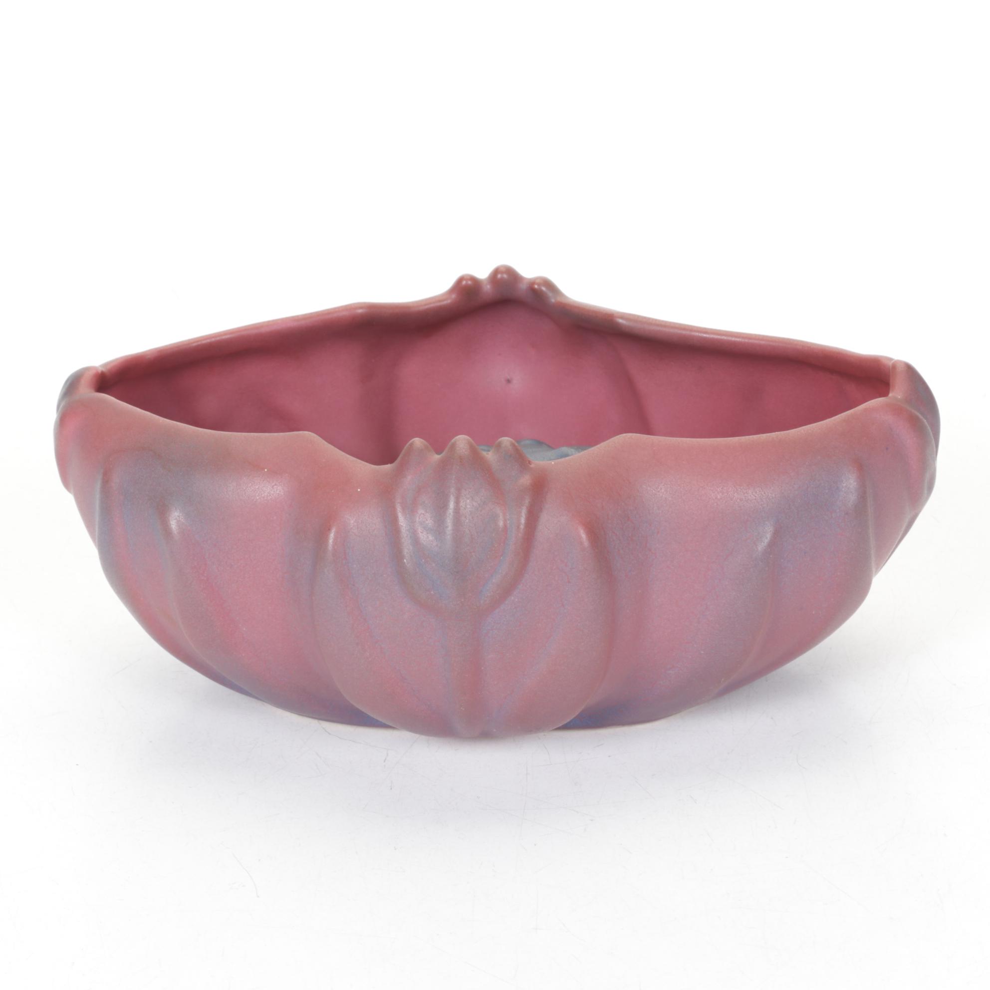 Van Briggle Pottery "Tulip" Bowl With Matching Flower Frog and Turquoise Bowl