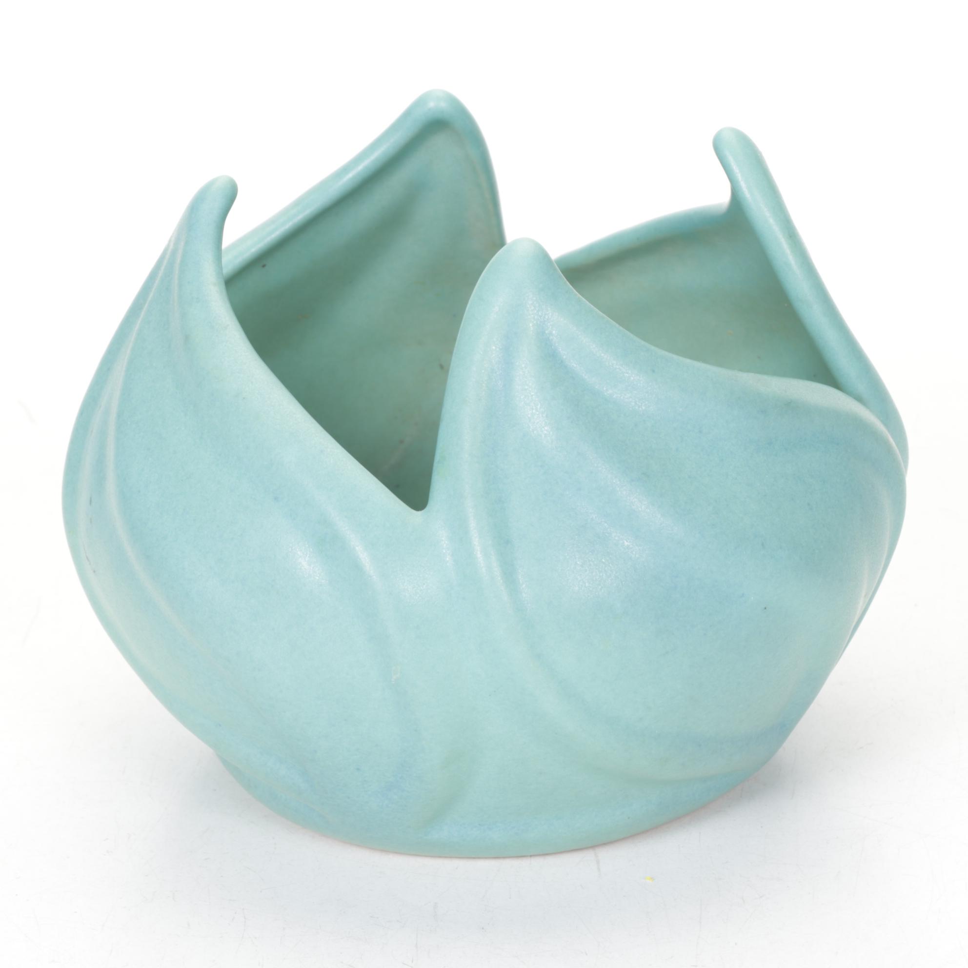 Van Briggle Pottery "Tulip" Bowl With Matching Flower Frog and Turquoise Bowl