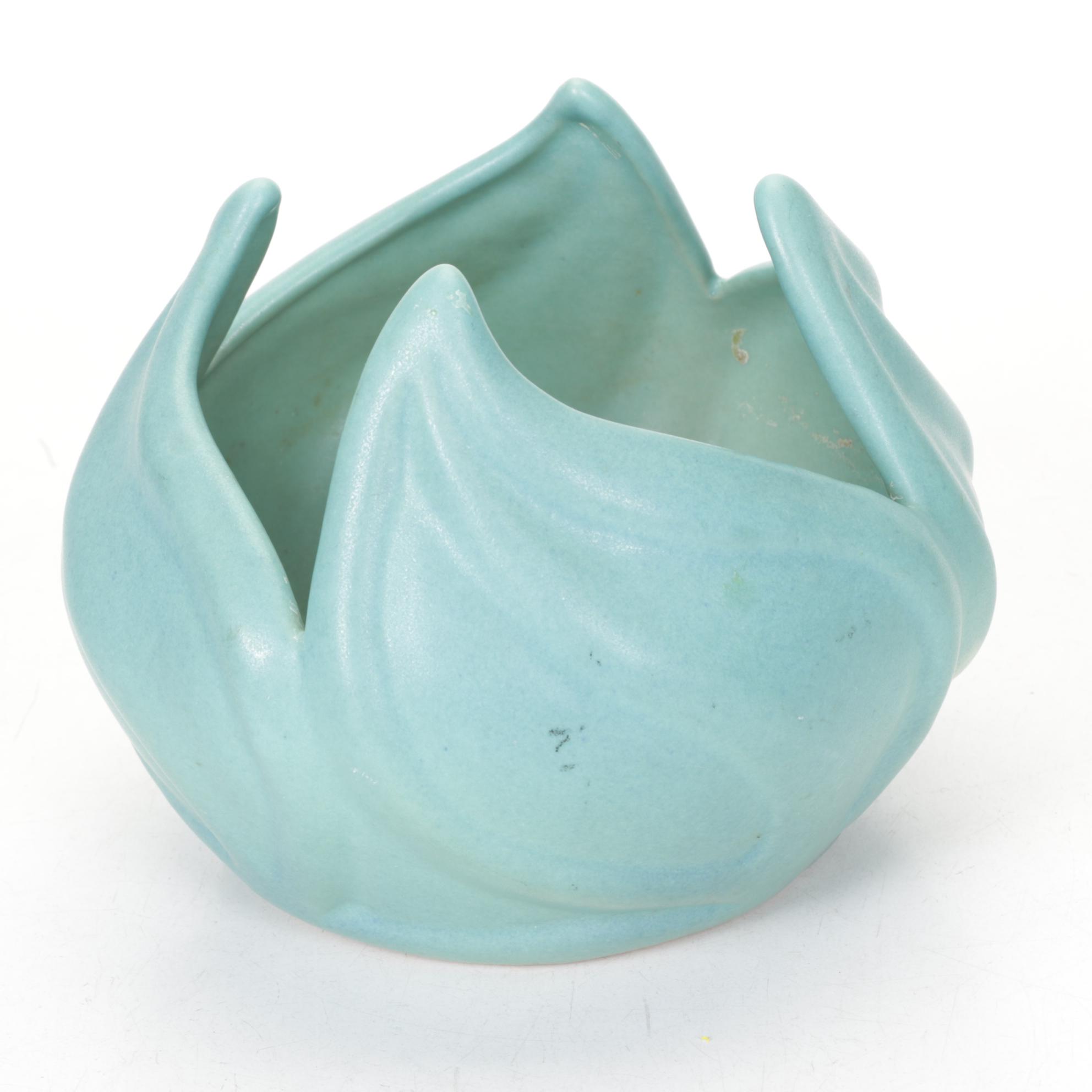 Van Briggle Pottery "Tulip" Bowl With Matching Flower Frog and Turquoise Bowl