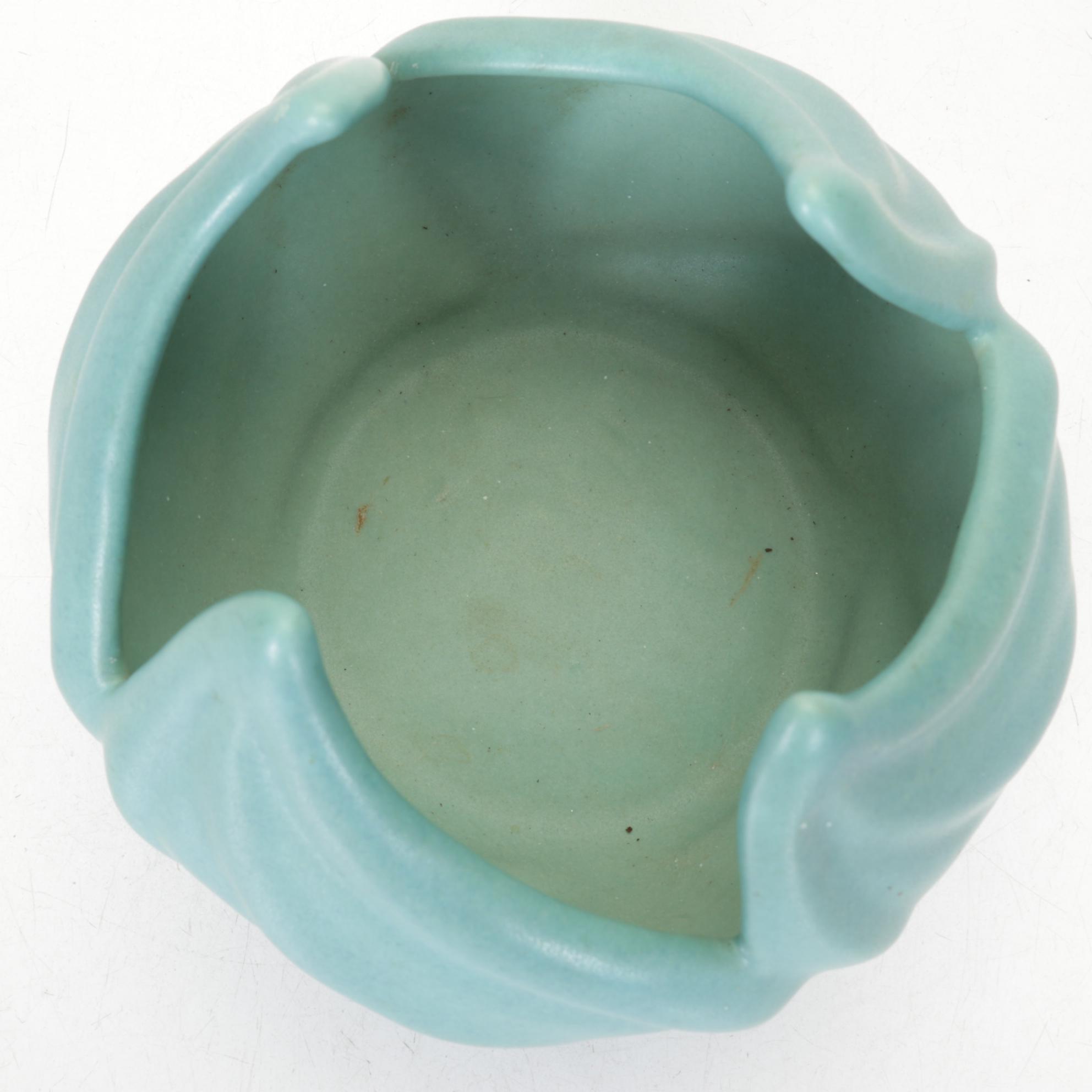 Van Briggle Pottery "Tulip" Bowl With Matching Flower Frog and Turquoise Bowl