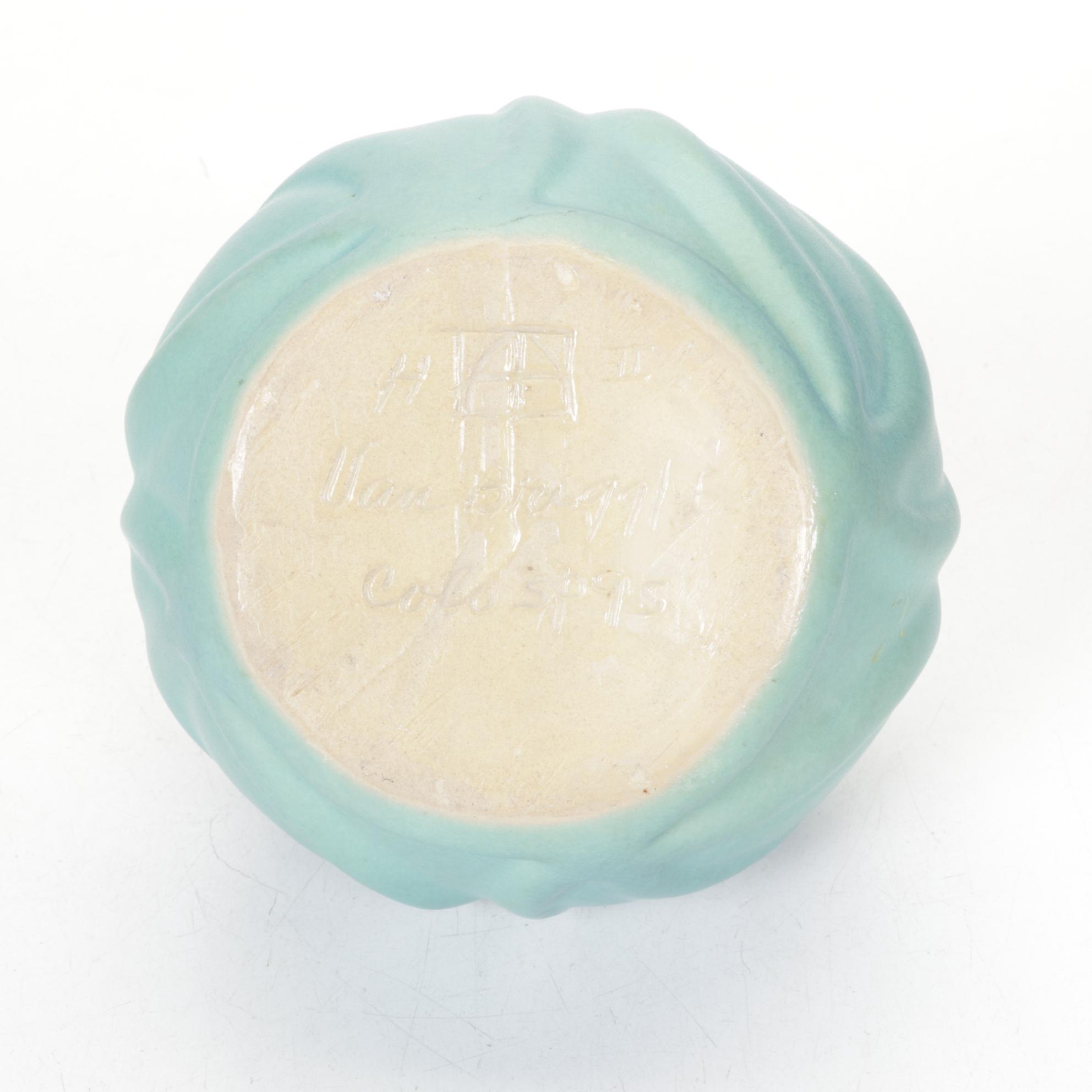 Van Briggle Pottery "Tulip" Bowl With Matching Flower Frog and Turquoise Bowl