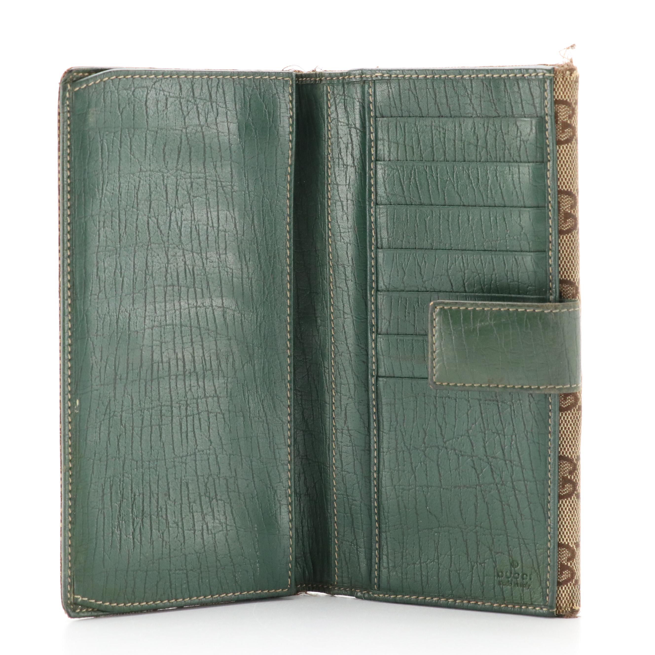 Gucci Hasler Horsebit Continental Wallet in Brown GG Canvas and Leather